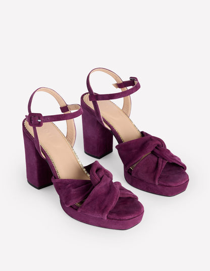 Twist-Front Heeled Platforms-Damson Suede-3