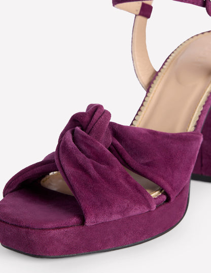 Twist-Front Heeled Platforms-Damson Suede-4