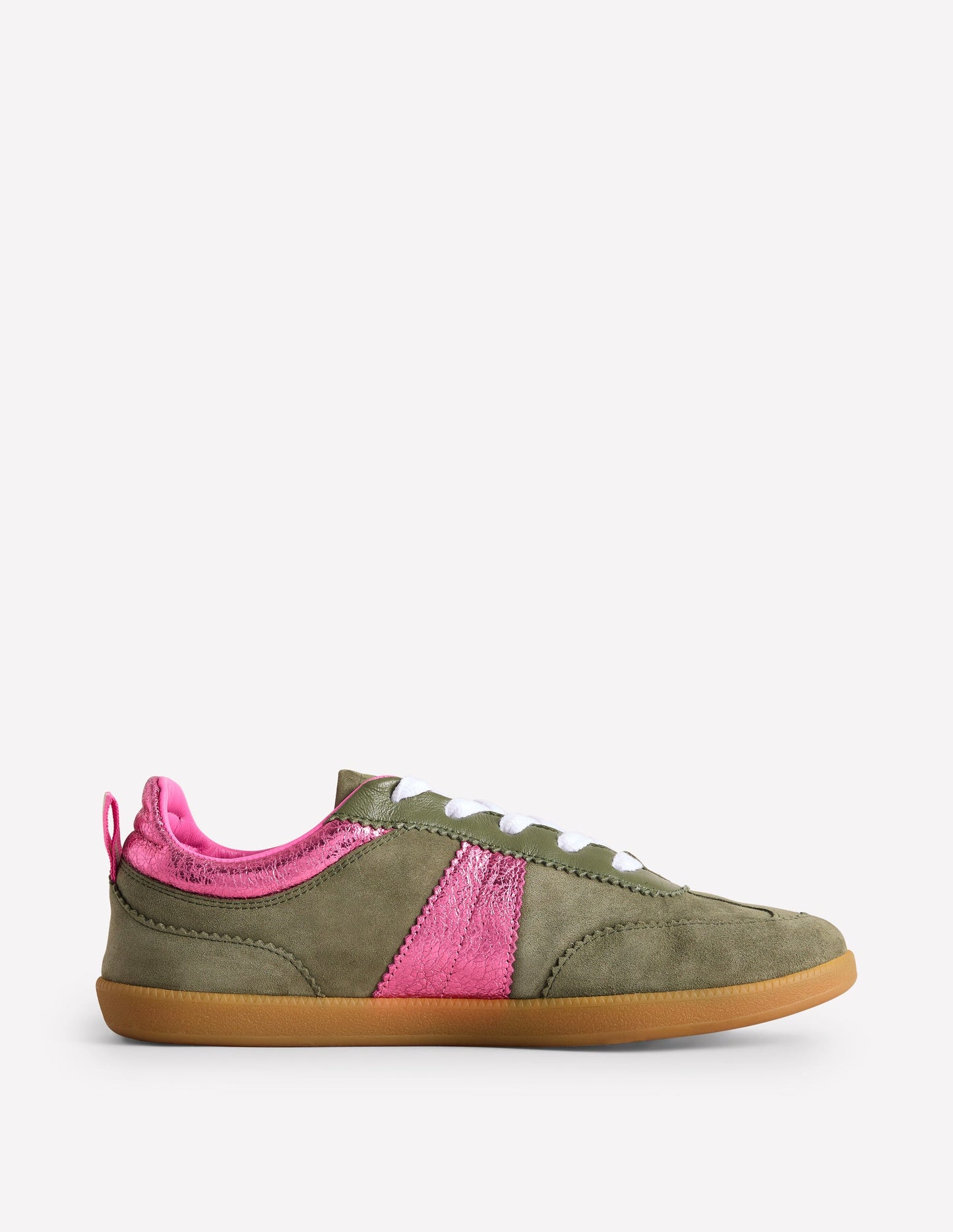 Erin Retro Tennis Trainers-Khaki/Bright Pink