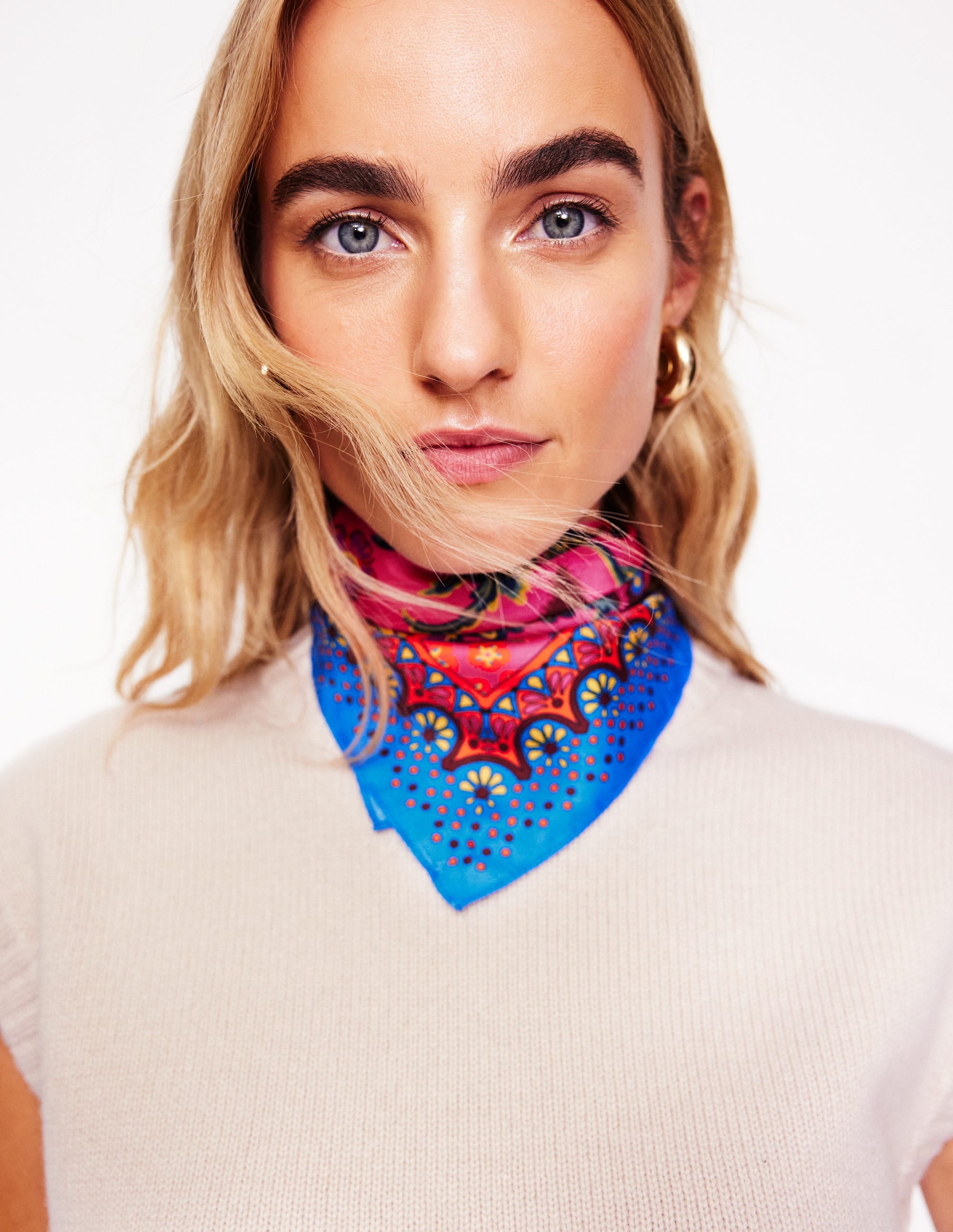 Elisabeth Silk Square Scarf-Blossom Florish, Border - Image 1