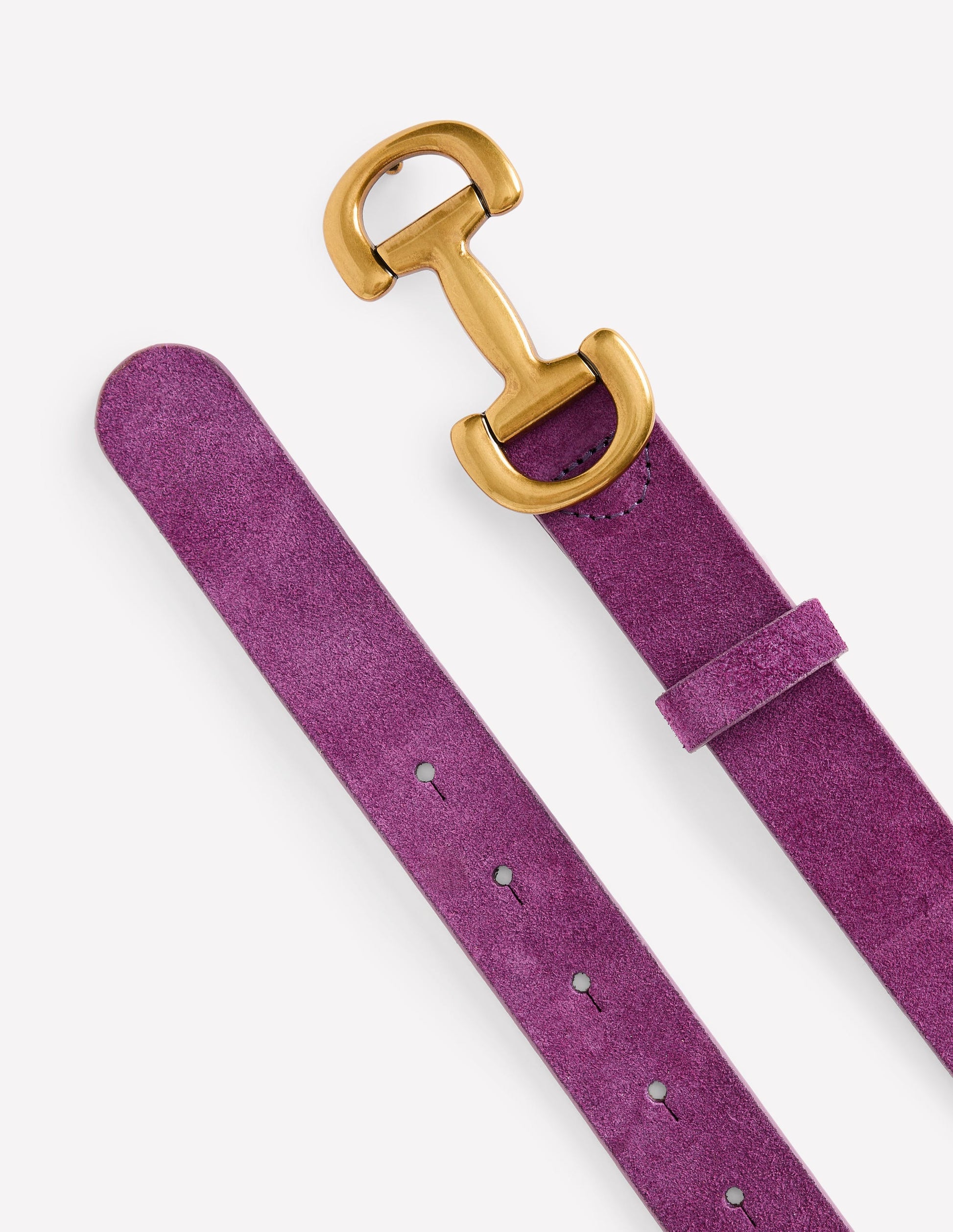 Iris Snaffle-Trim Leather Belt-Damson Suede-3