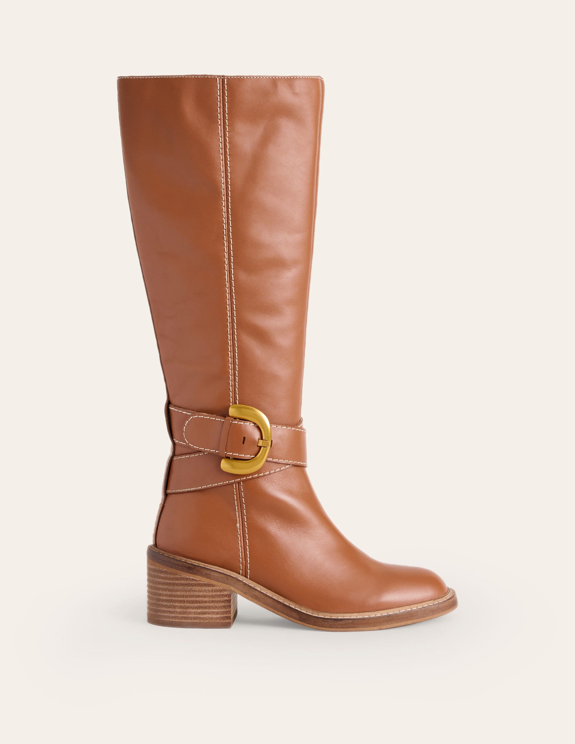 Buckled Knee High Boots-Tan-2
