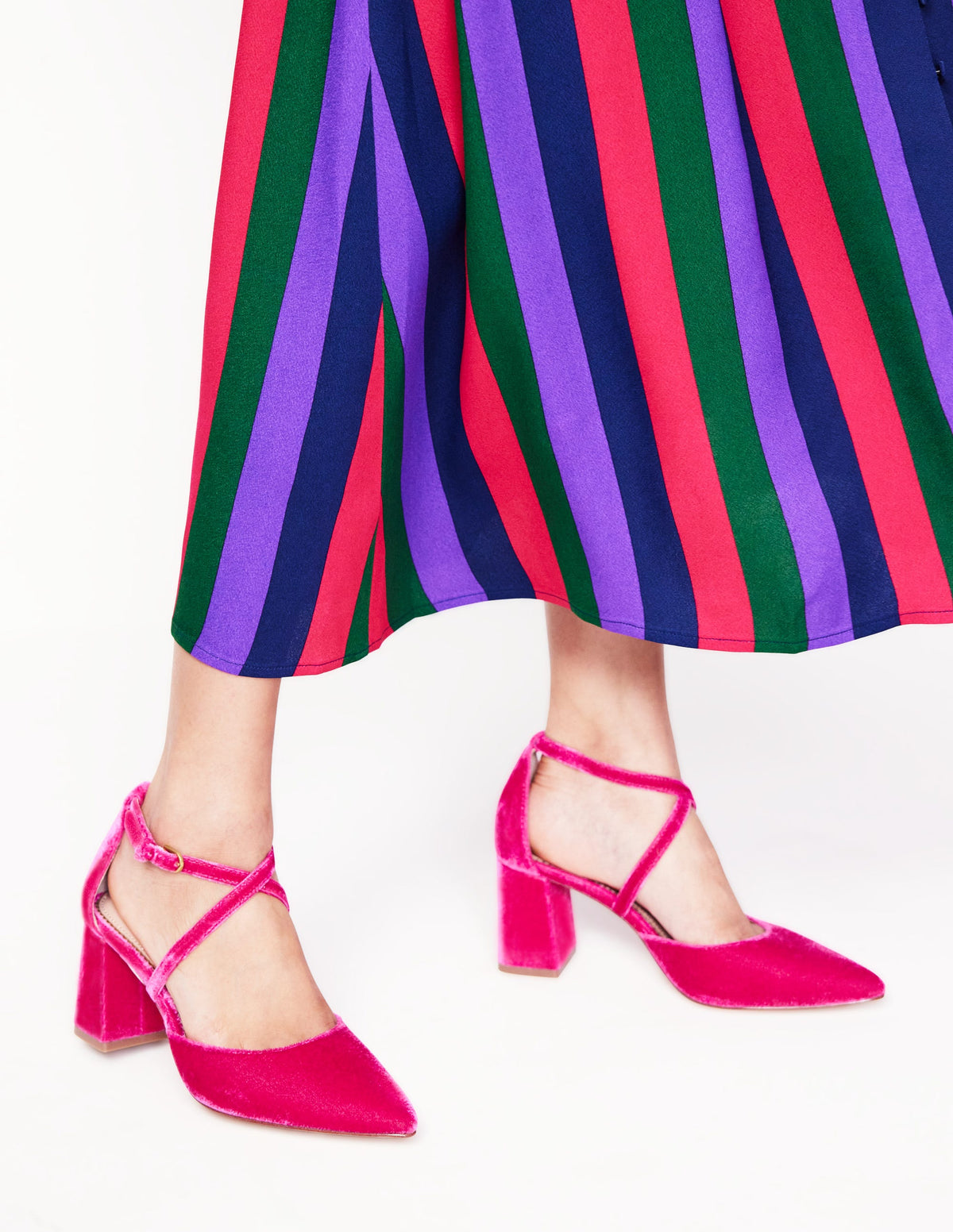 Strap Block Heel Point Courts-Cherries Jubilee - Image 1