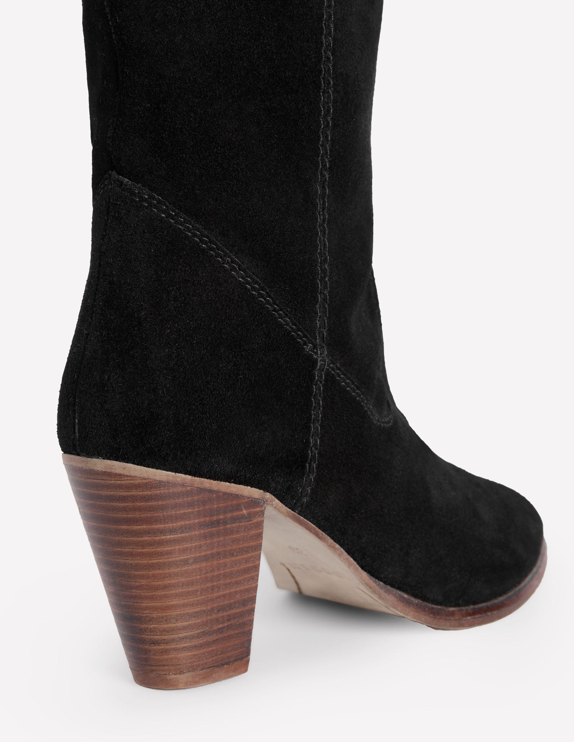 Almond Toe Heeled Knee Boots-Black-4