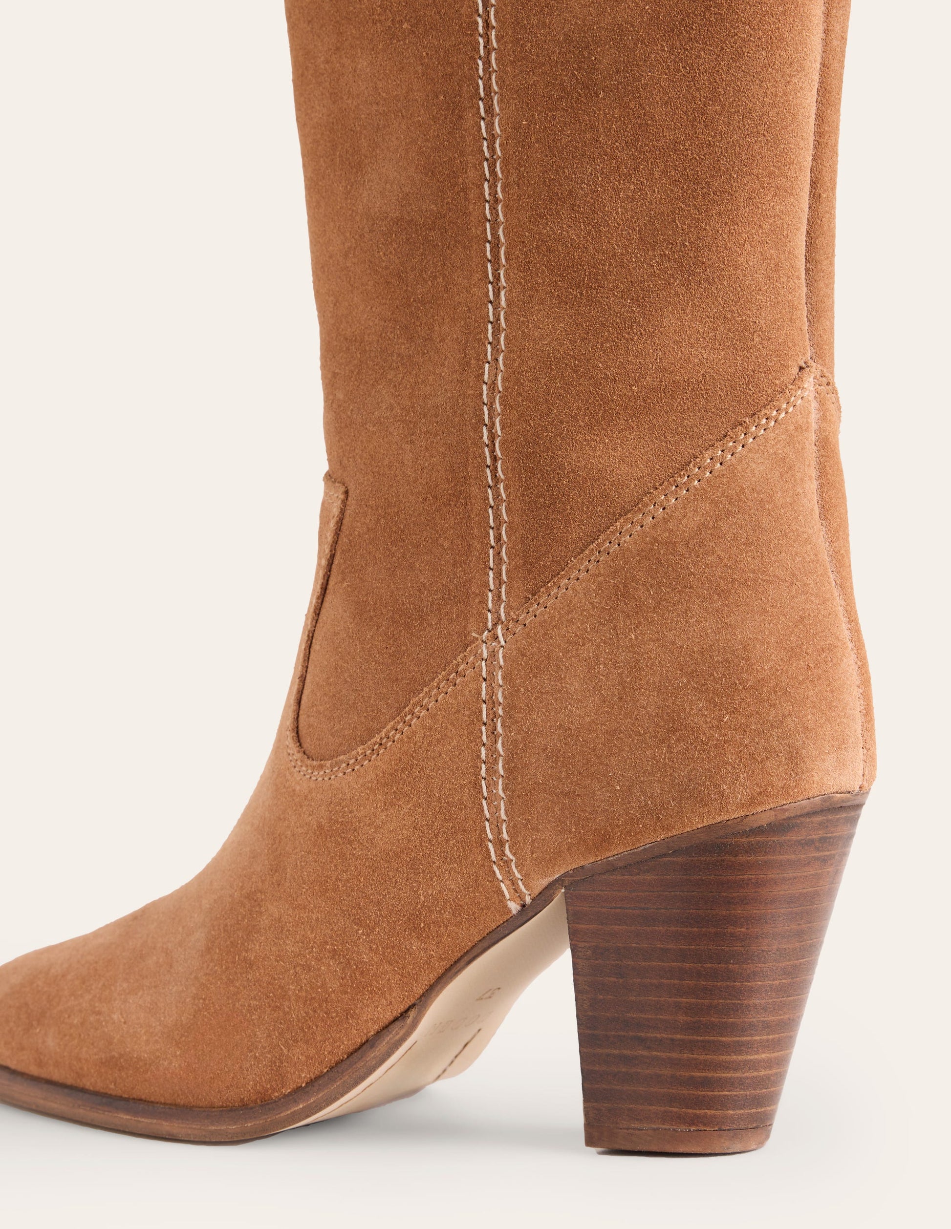 Almond Toe Heeled Knee Boots-Tan-4