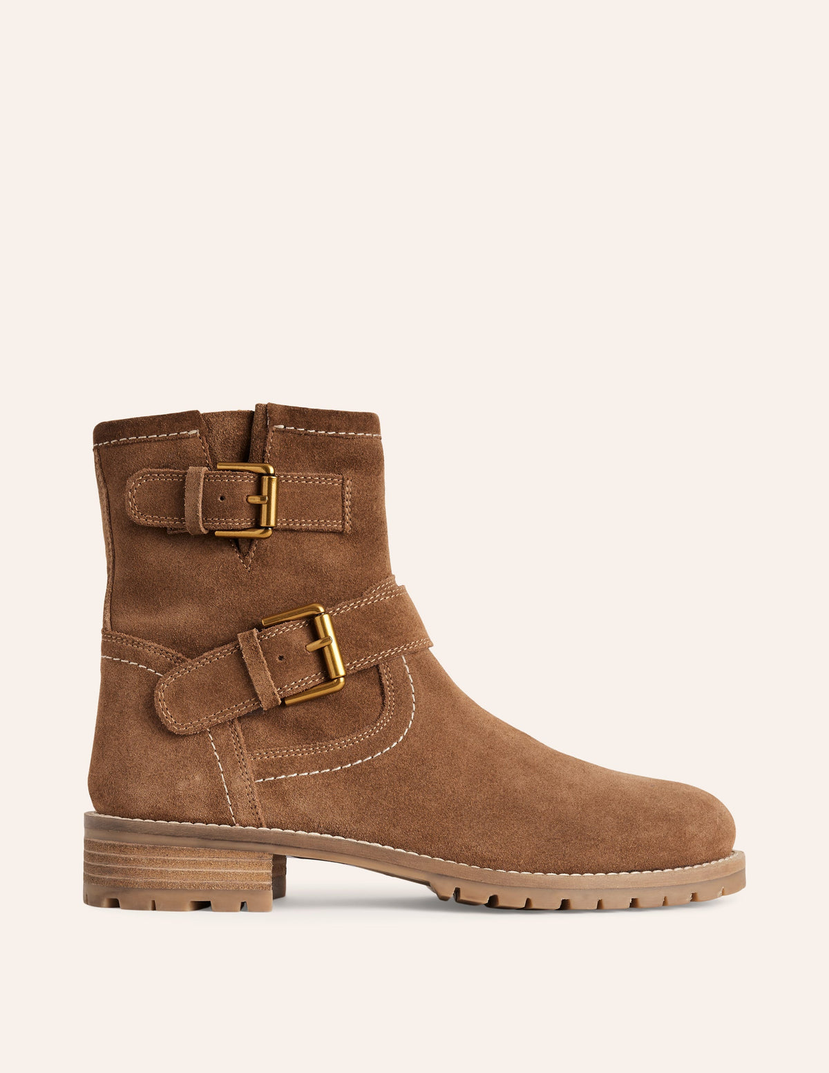 Buckled Biker Boots-Tan-2
