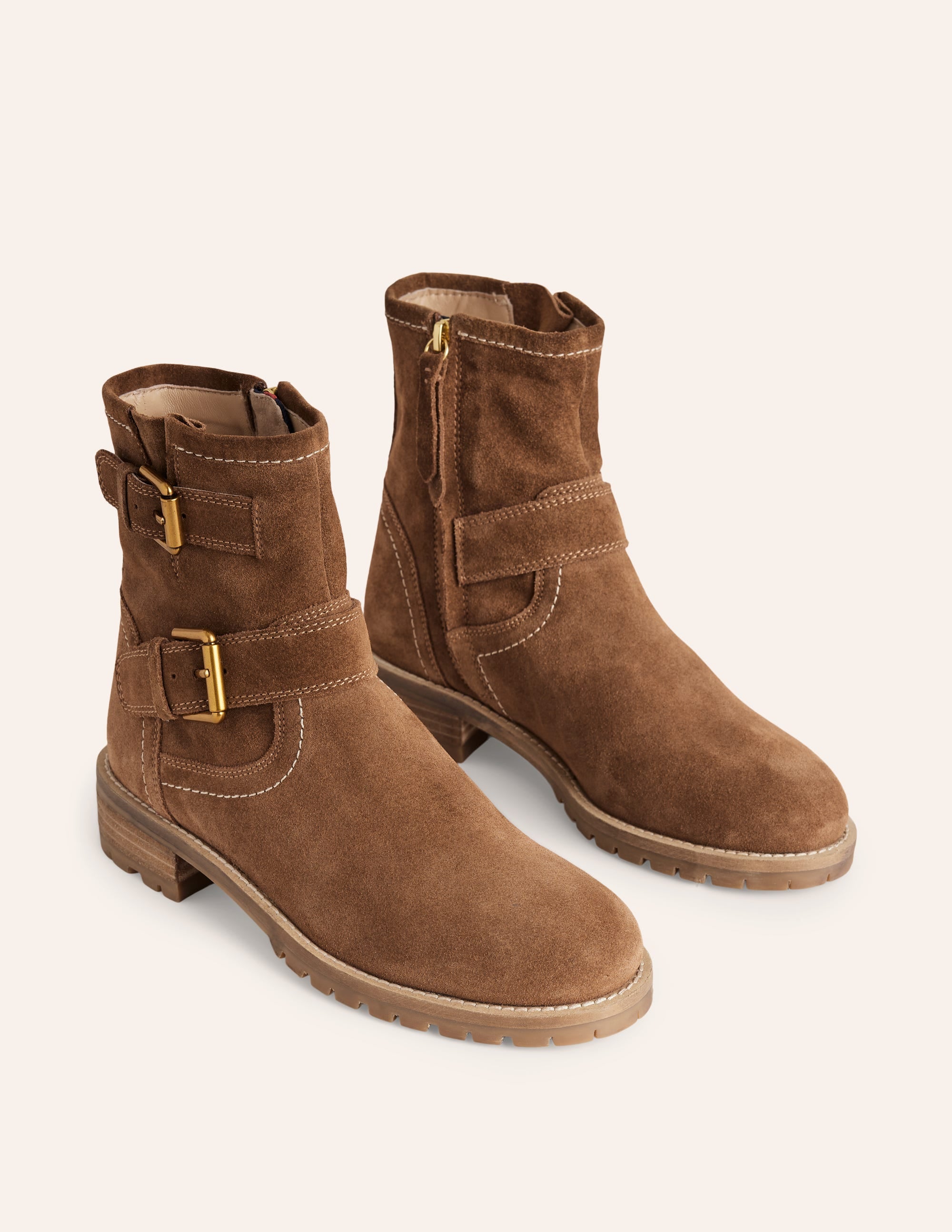 Buckled Biker Boots-Tan - Image 3