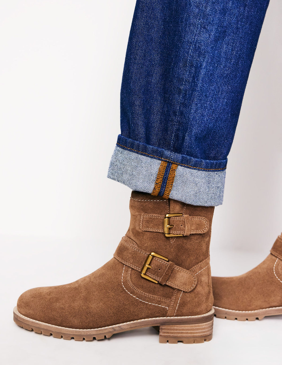 Buckled Biker Boots-Tan-1