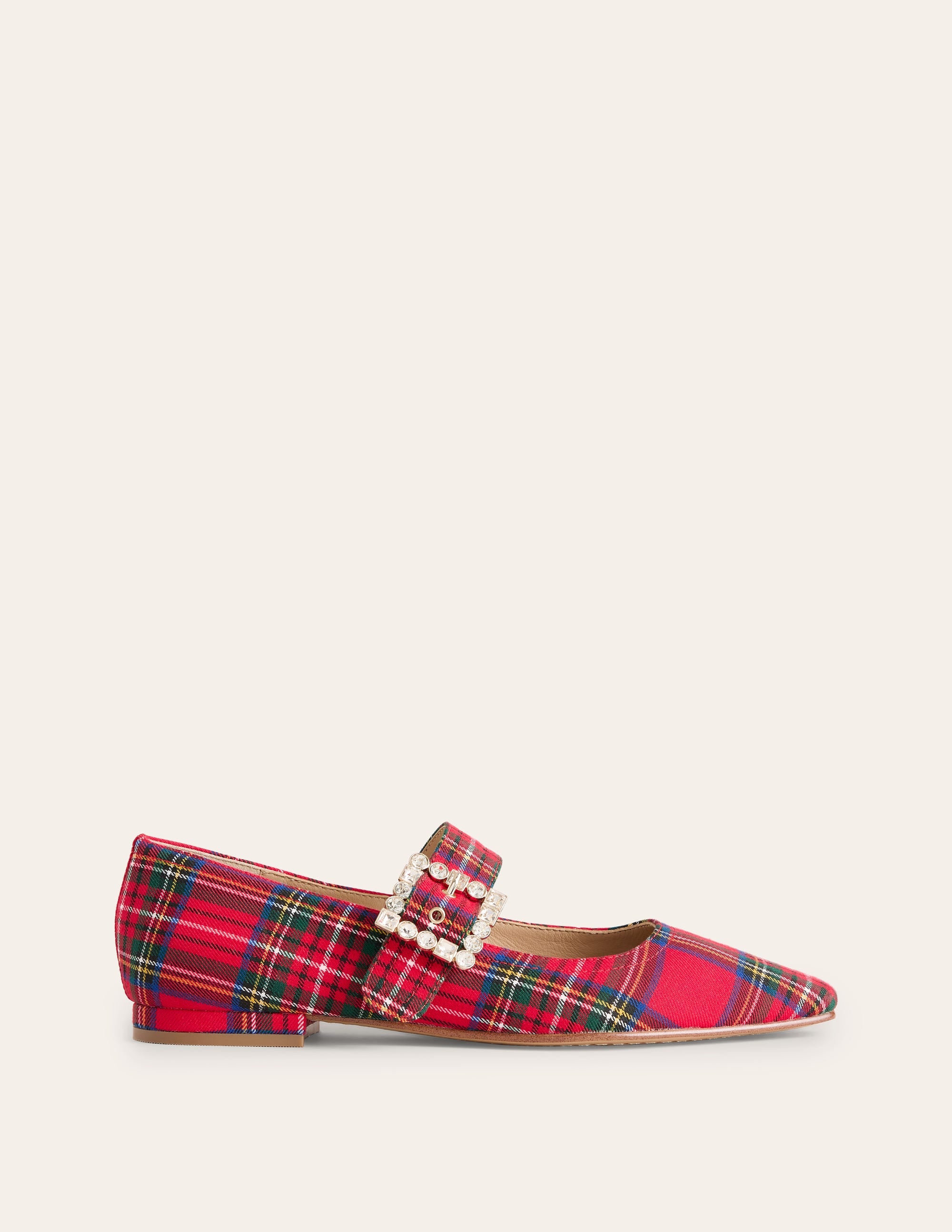 Vic Chisel Toe Mary Janes-Red and Blue Check - Image 2