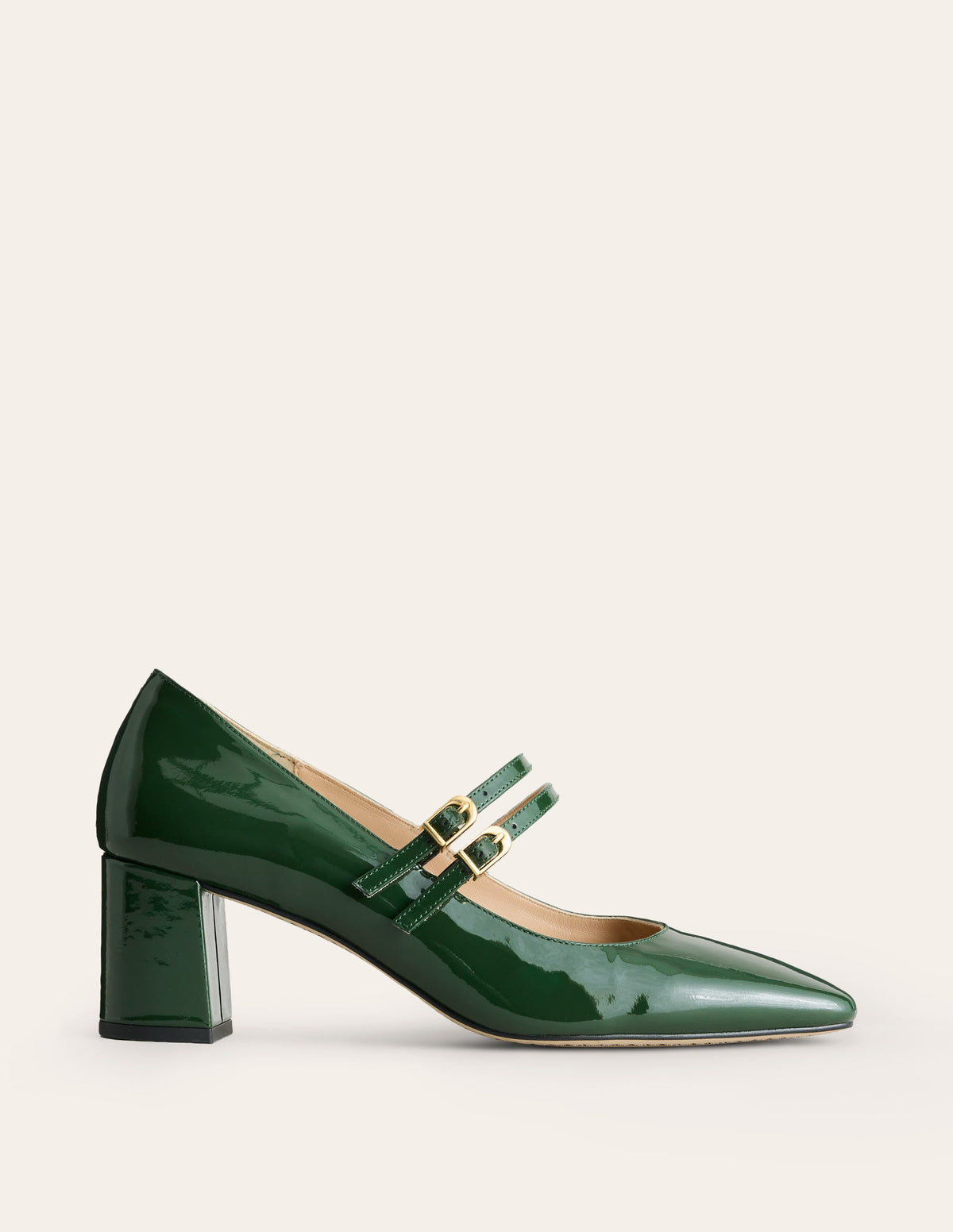 Block Heel Pump-Dark Green Patent-2