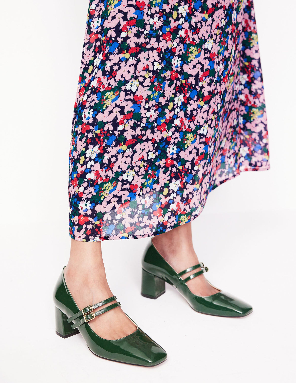 Block Heel Pump-Dark Green Patent - Image 1