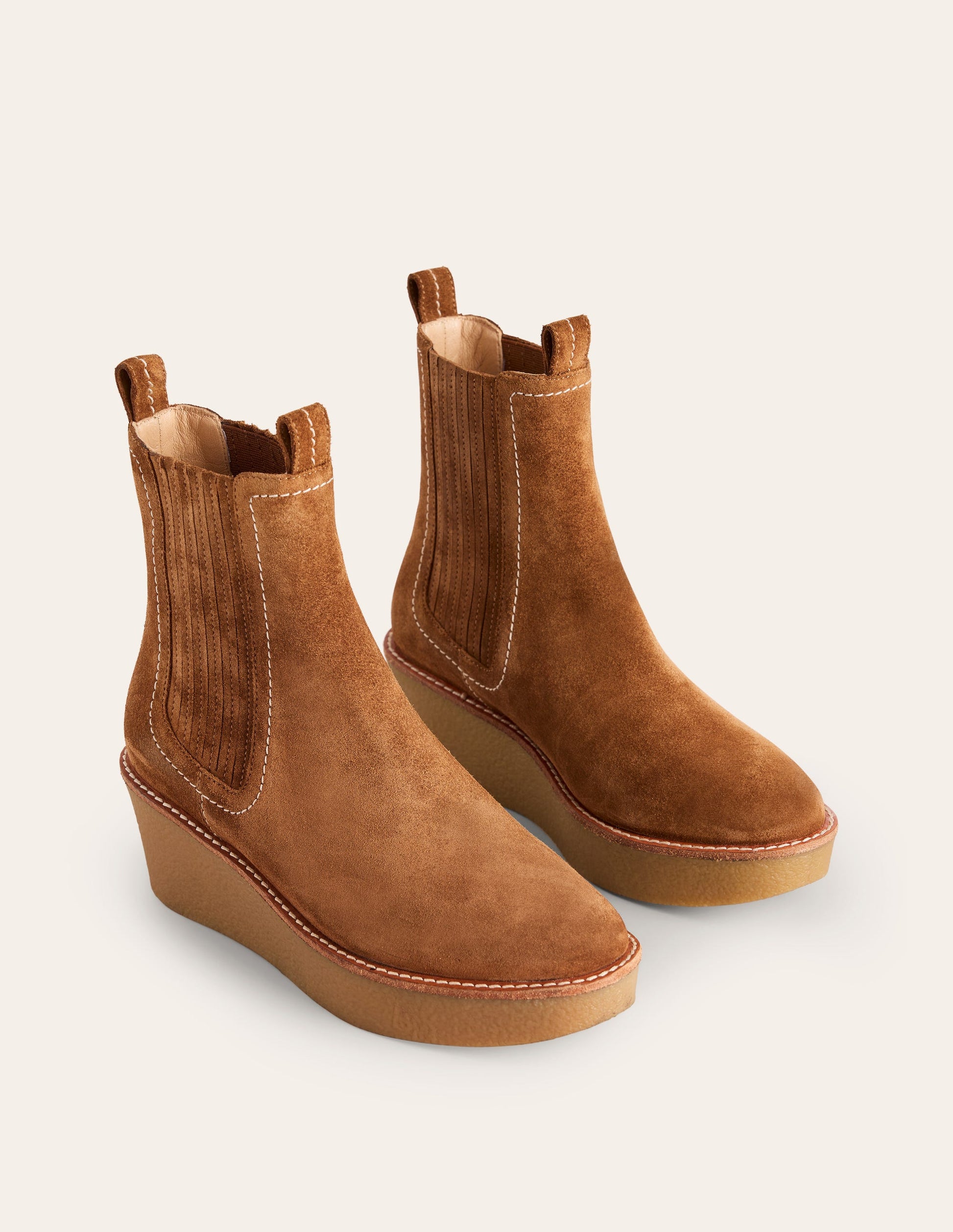 Wedge Ankle Boots-Tan-3