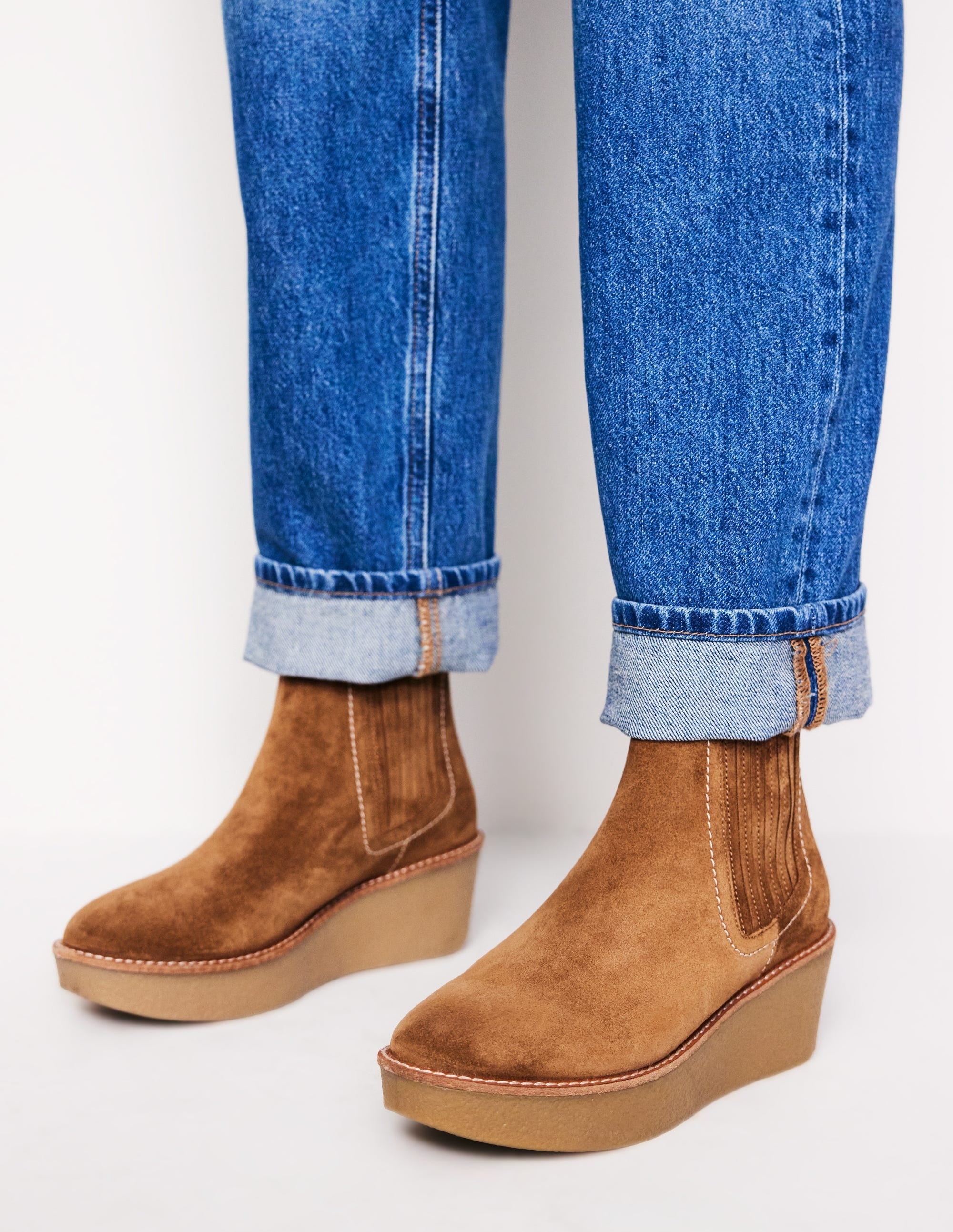 Wedge Ankle Boots-Tan - Image 2