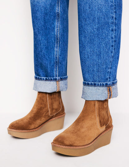 Wedge Ankle Boots-Tan-2