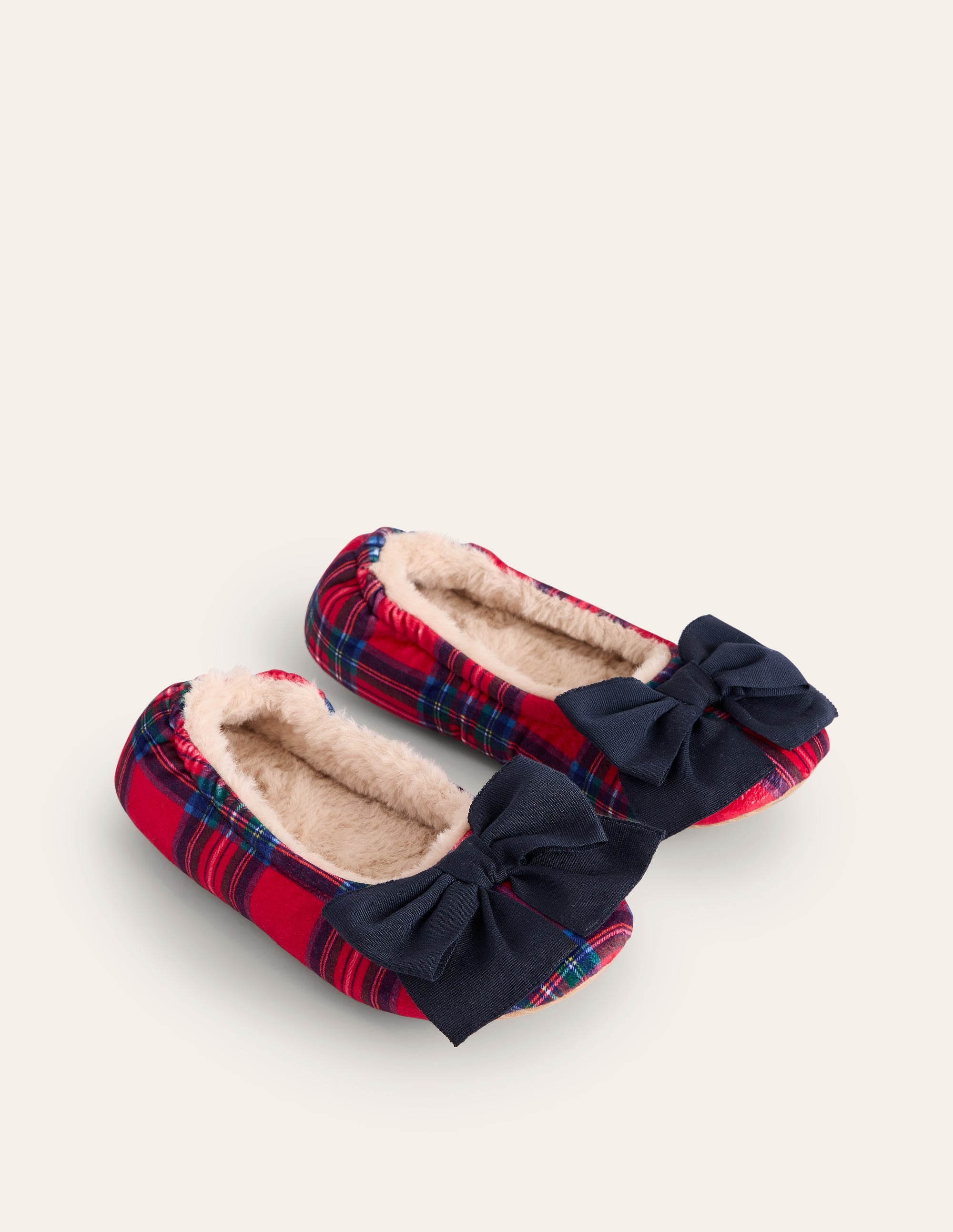 Bow Slippers-Red and Blue Check - Image 3