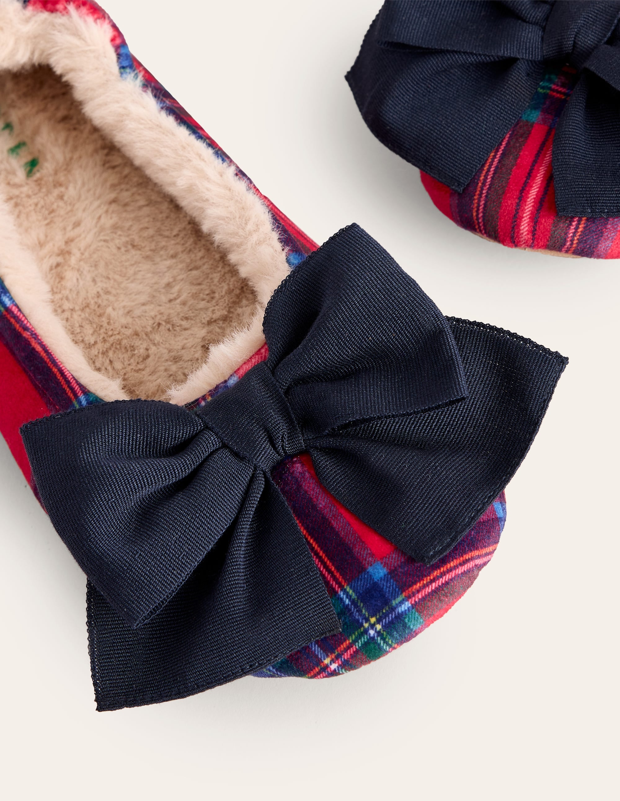 Bow Slippers-Red and Blue Check - Image 4