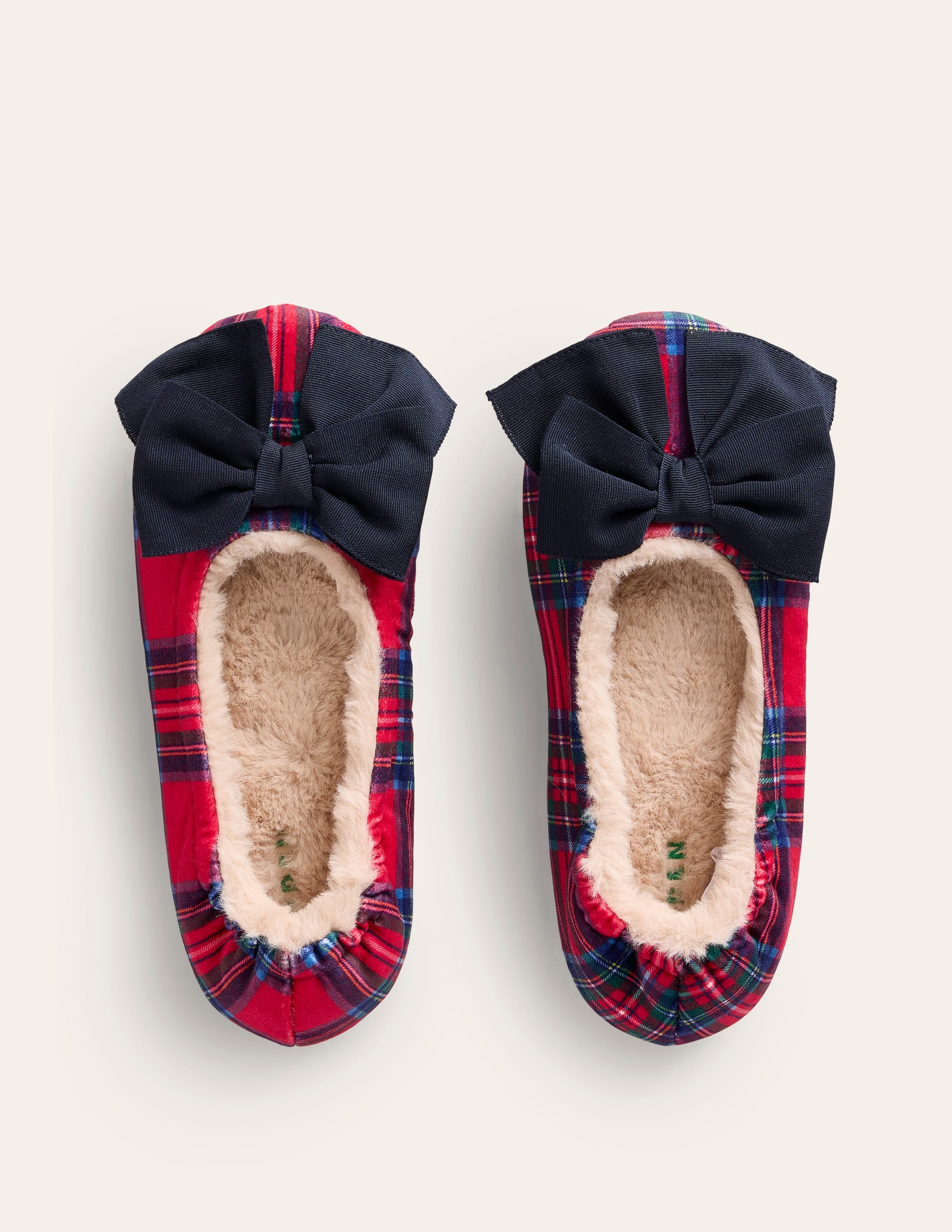 Bow Slippers-Red and Blue Check - Image 5