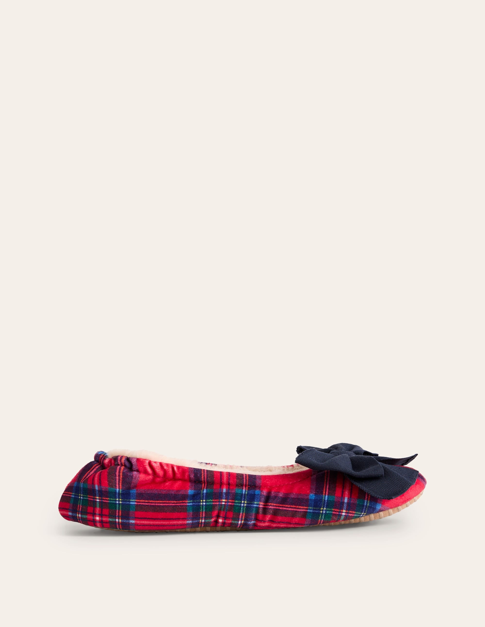 Bow Slippers-Red and Blue Check - Image 2