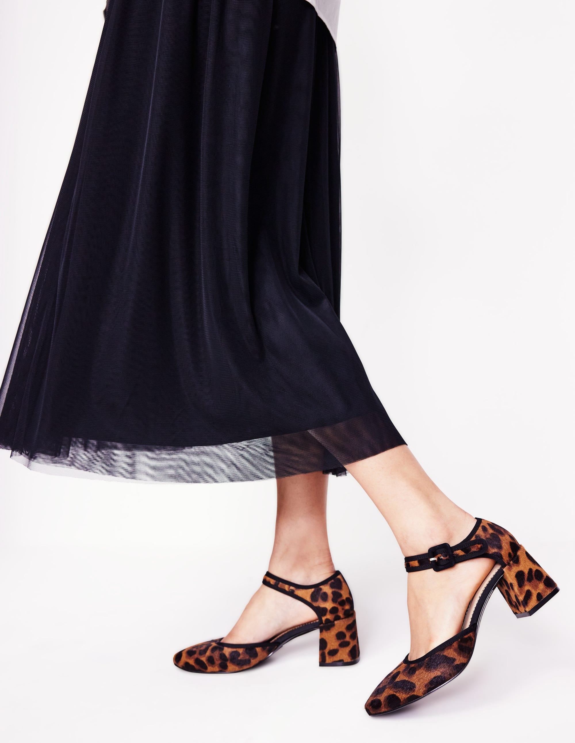 Two Part Block Heel Pumps-Dark Classic Leopard | Boden UK