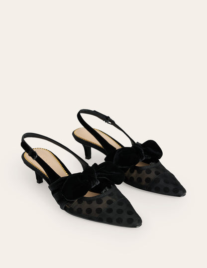 Bow Kitten Heels-Polka Dot Mesh-3