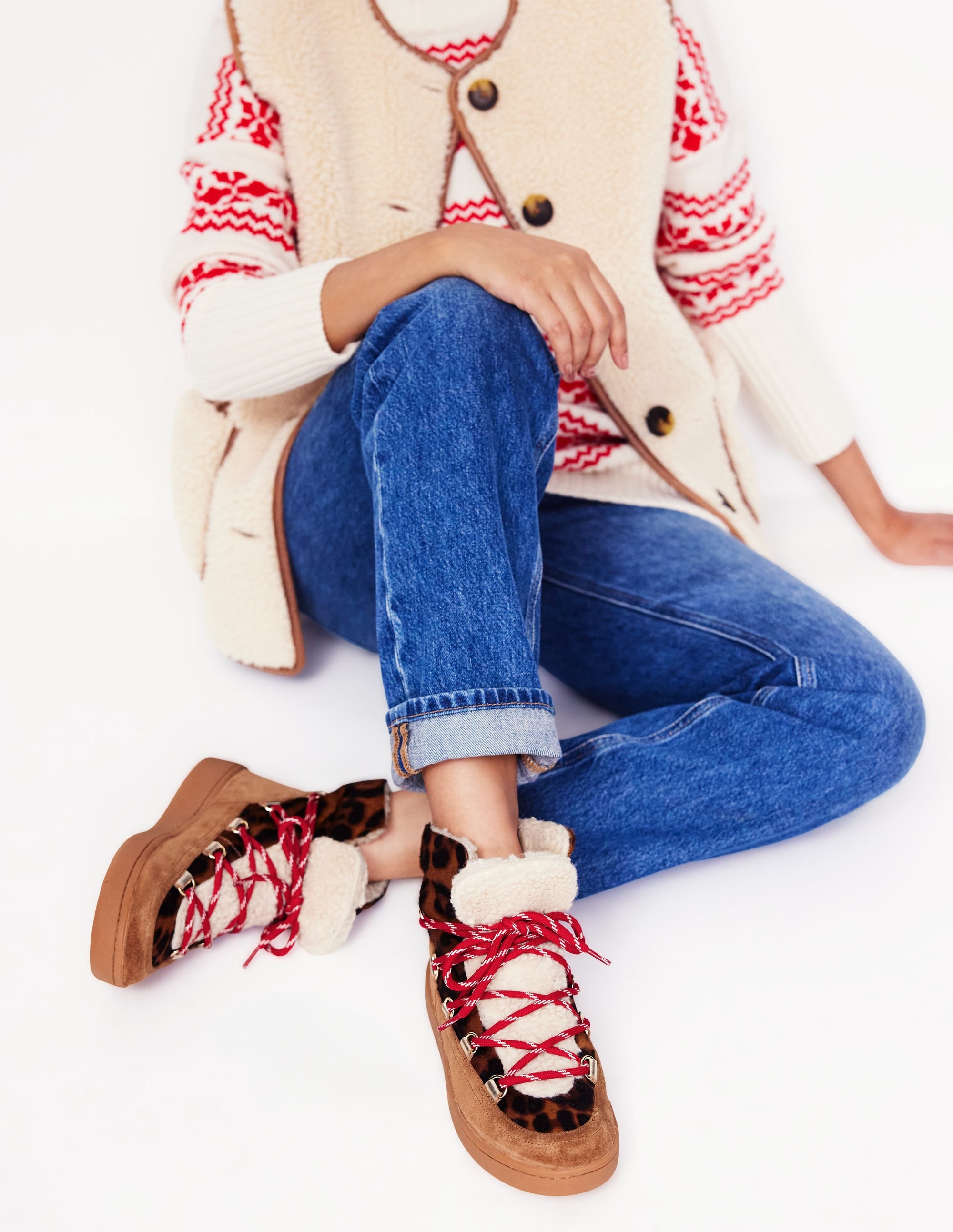 Cosy Lace Up Boot-Dark Classic Leopard - Image 1