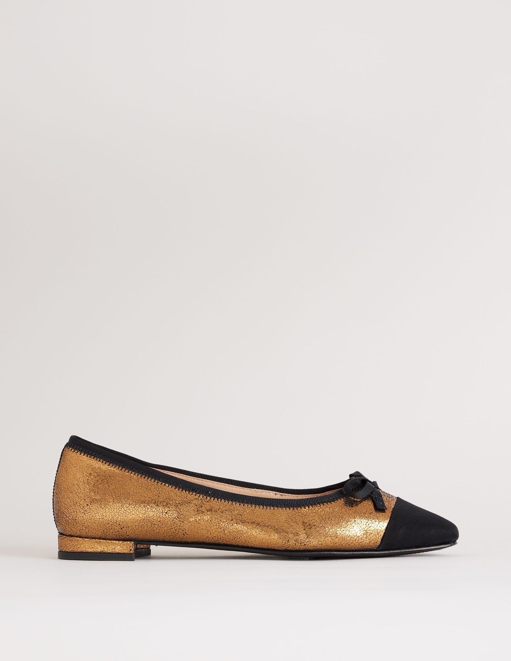 Toe Cap Ballet Flat-Bronze Metallic Leather-2