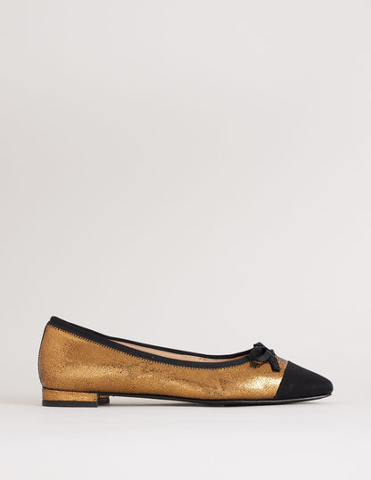 Toe Cap Ballet Flat-Bronze Metallic Leather-2