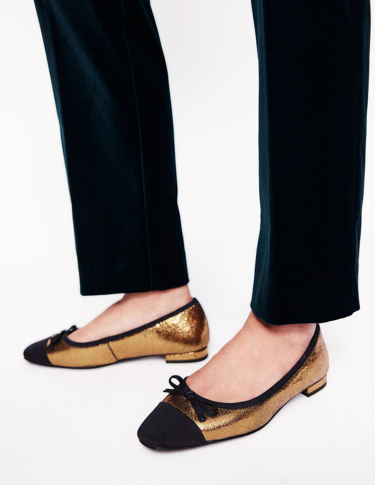 Toe Cap Ballet Flat-Bronze Metallic Leather - Image 1