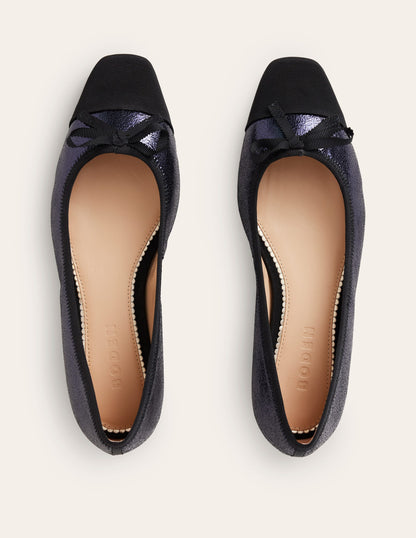 Toe Cap Ballet Flat-Navy Crackle Leather-5