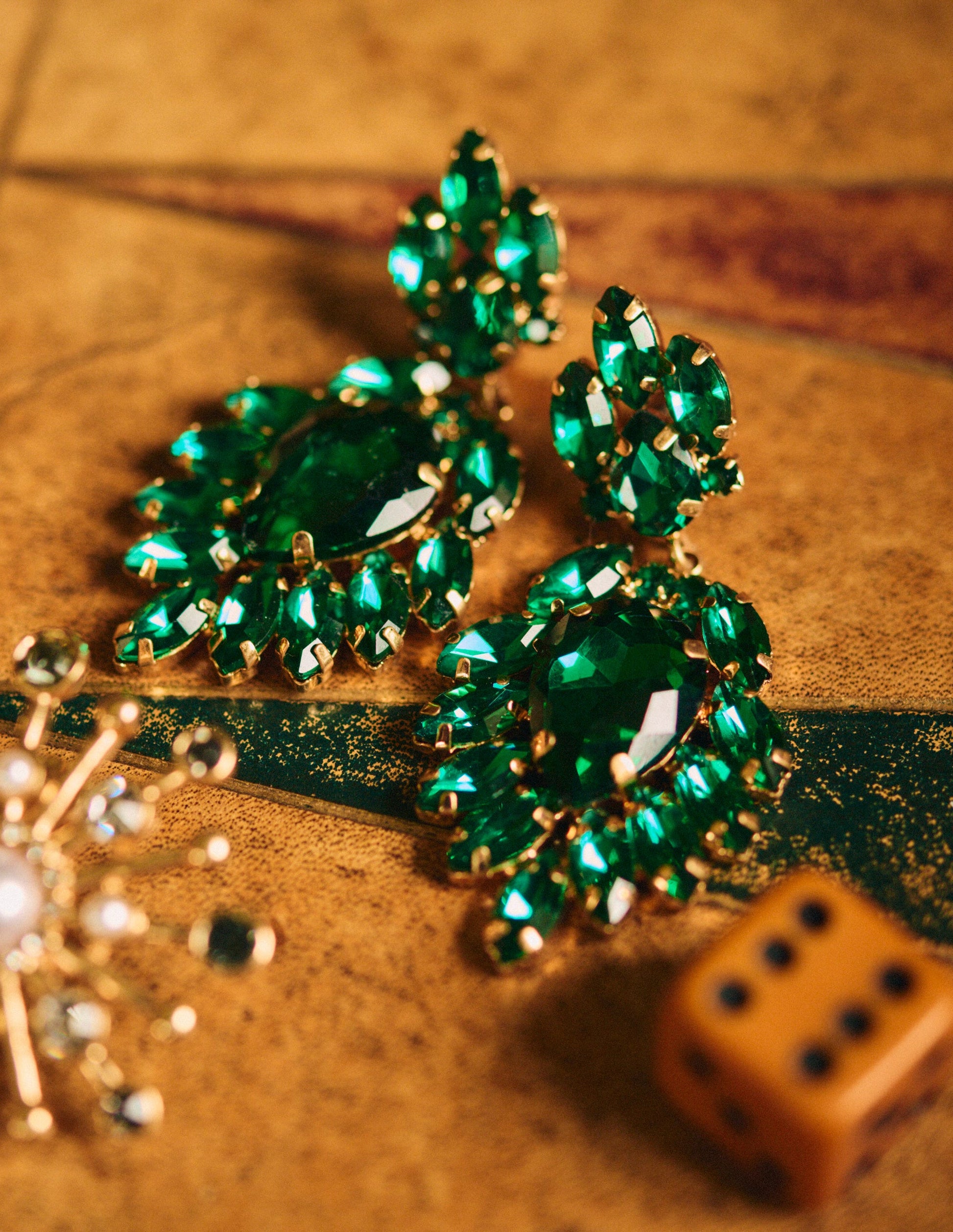 Cluster Jewel Earrings-Green-4