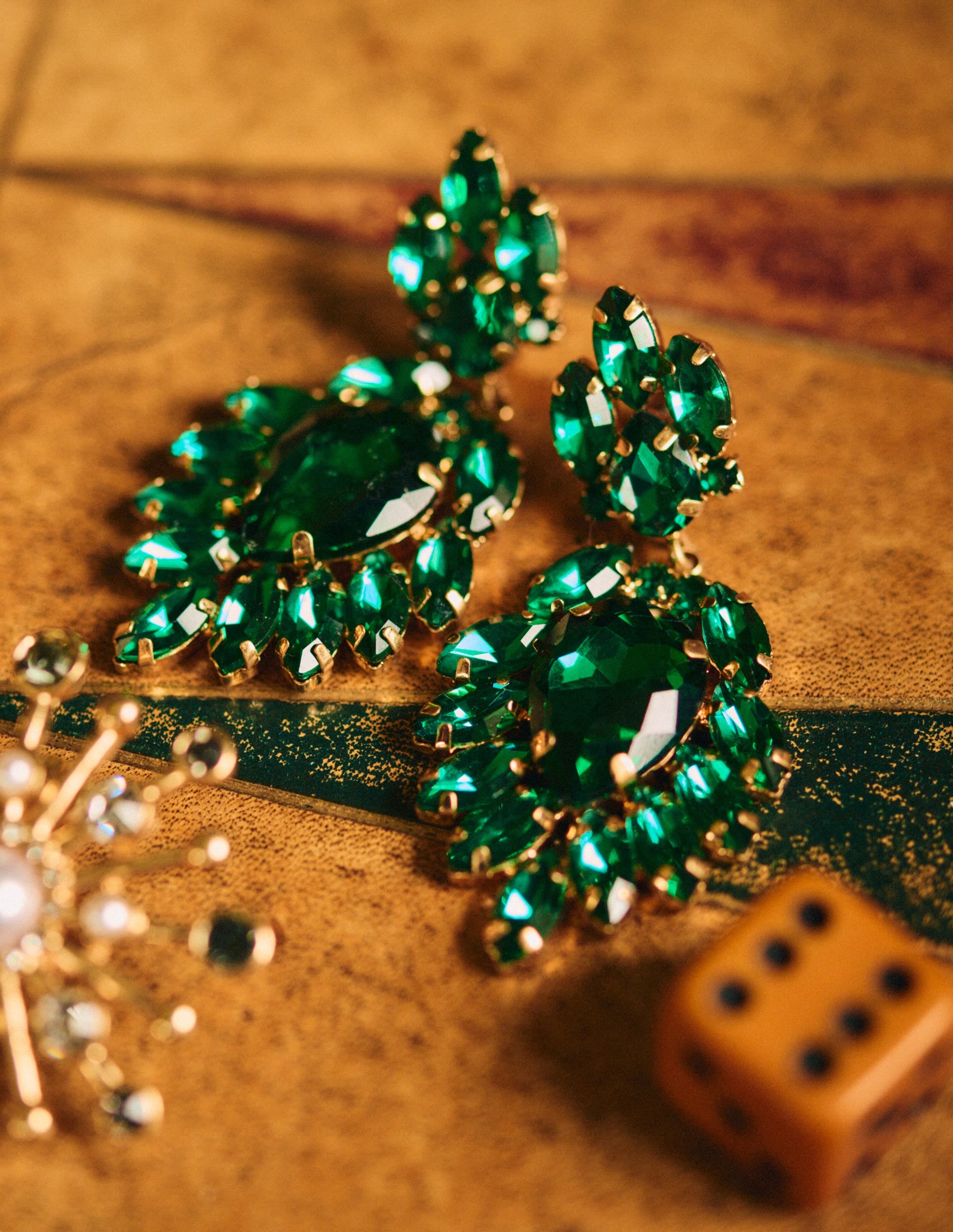 Cluster Jewel Earrings-Green - Image 4