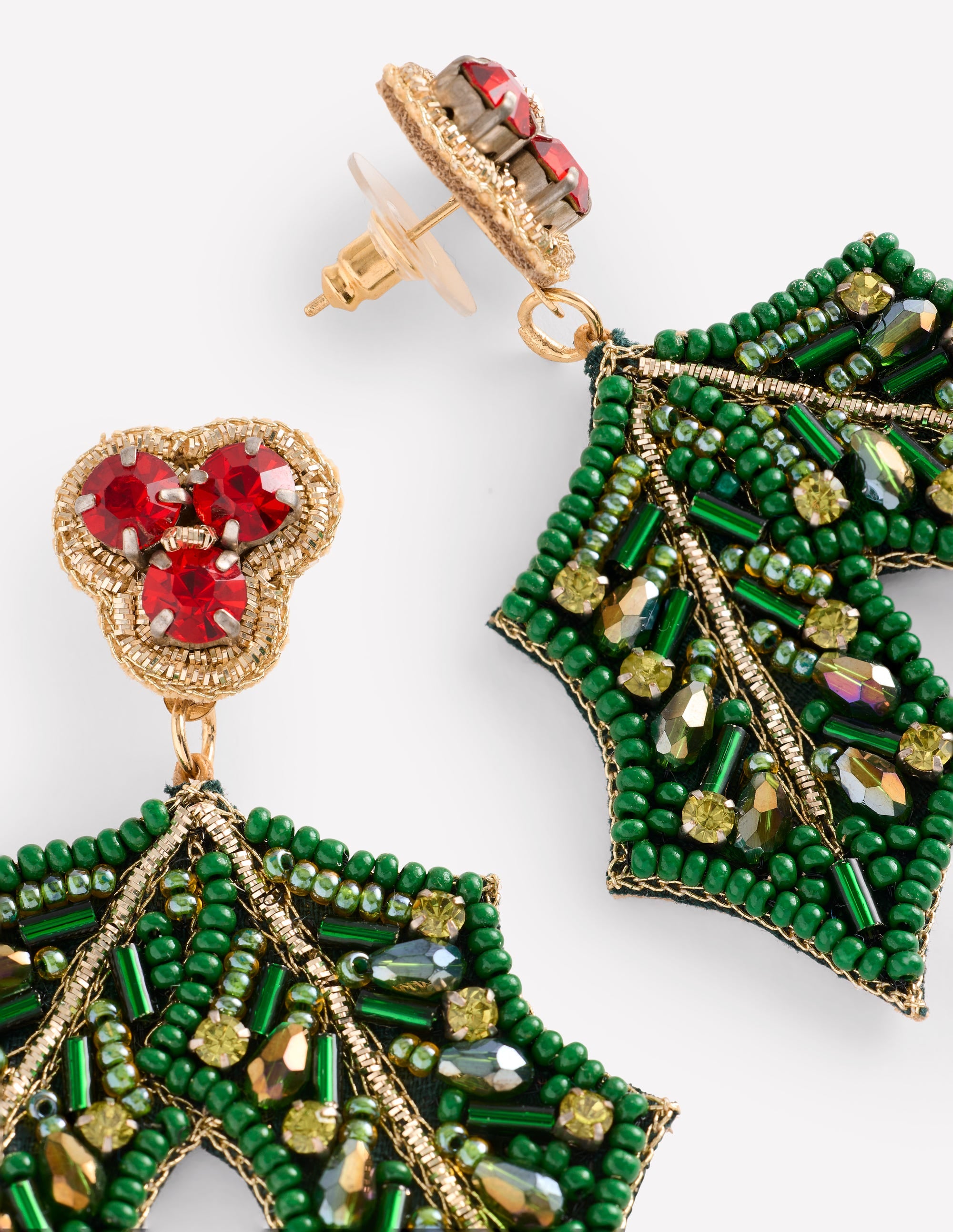 Novelty Christmas Earrings-Holly - Image 3