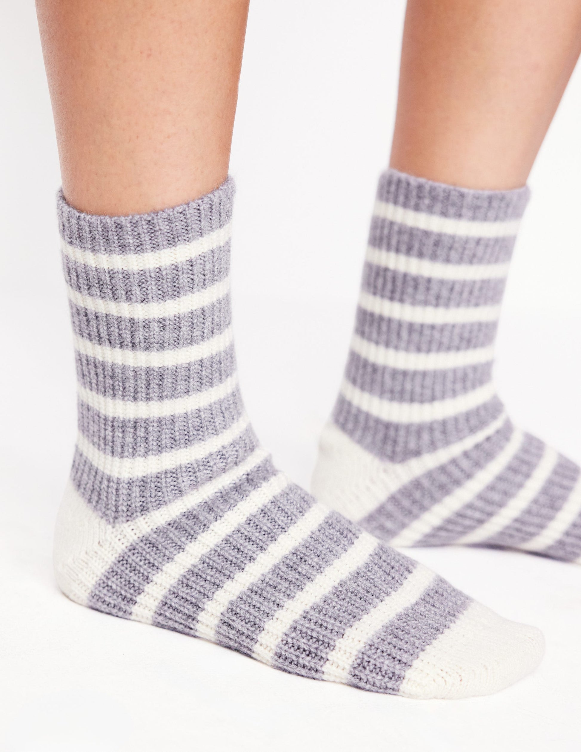 Cashmere Socks-Grey and Ivory-1