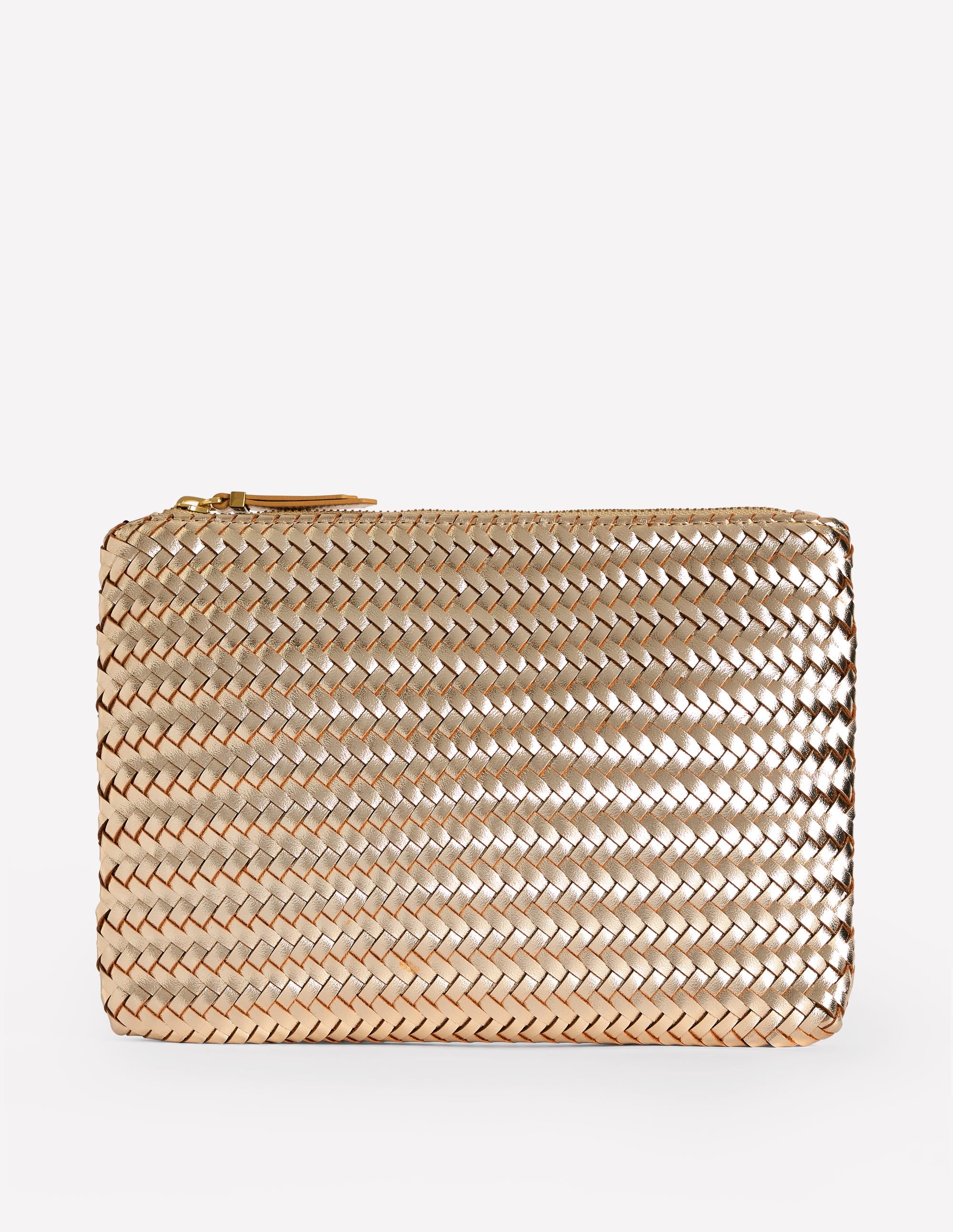 Woven Metallic Pouch-Gold - Image 2