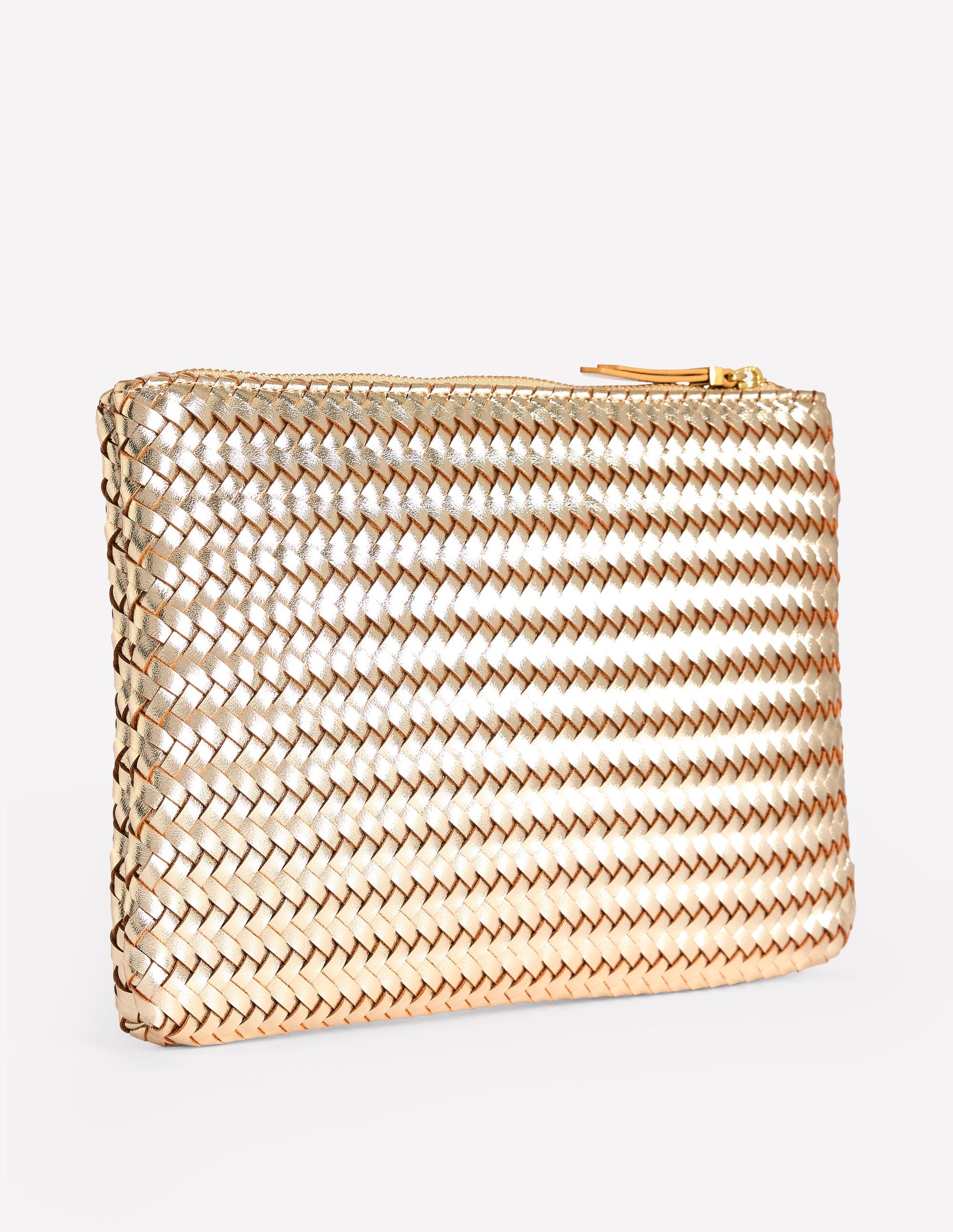 Woven Metallic Pouch-Gold-3
