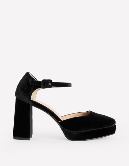 Closed Toe Platforms-Black Velvet-2