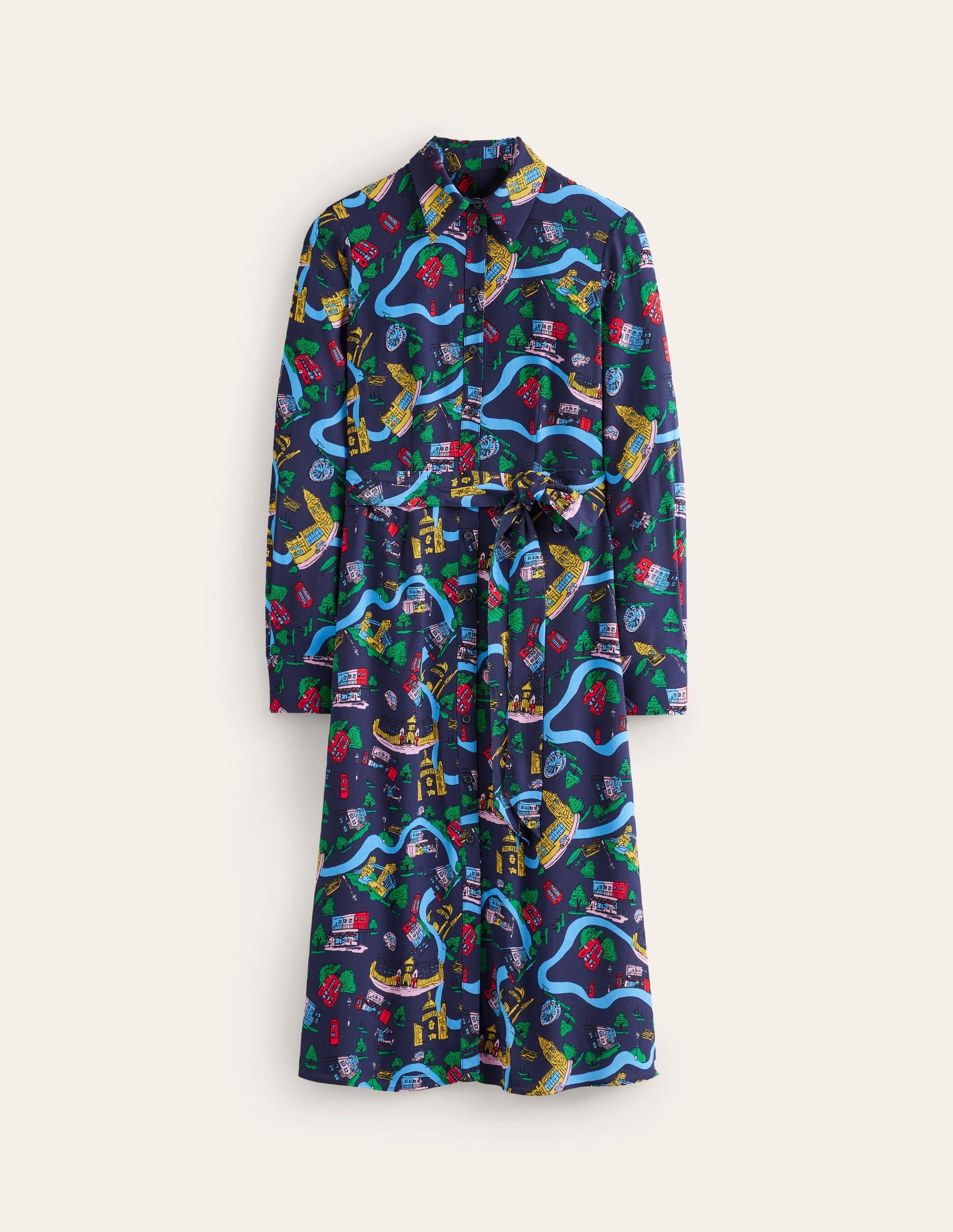Kate Midi Shirt Dress-French Navy, London Town - Image 5