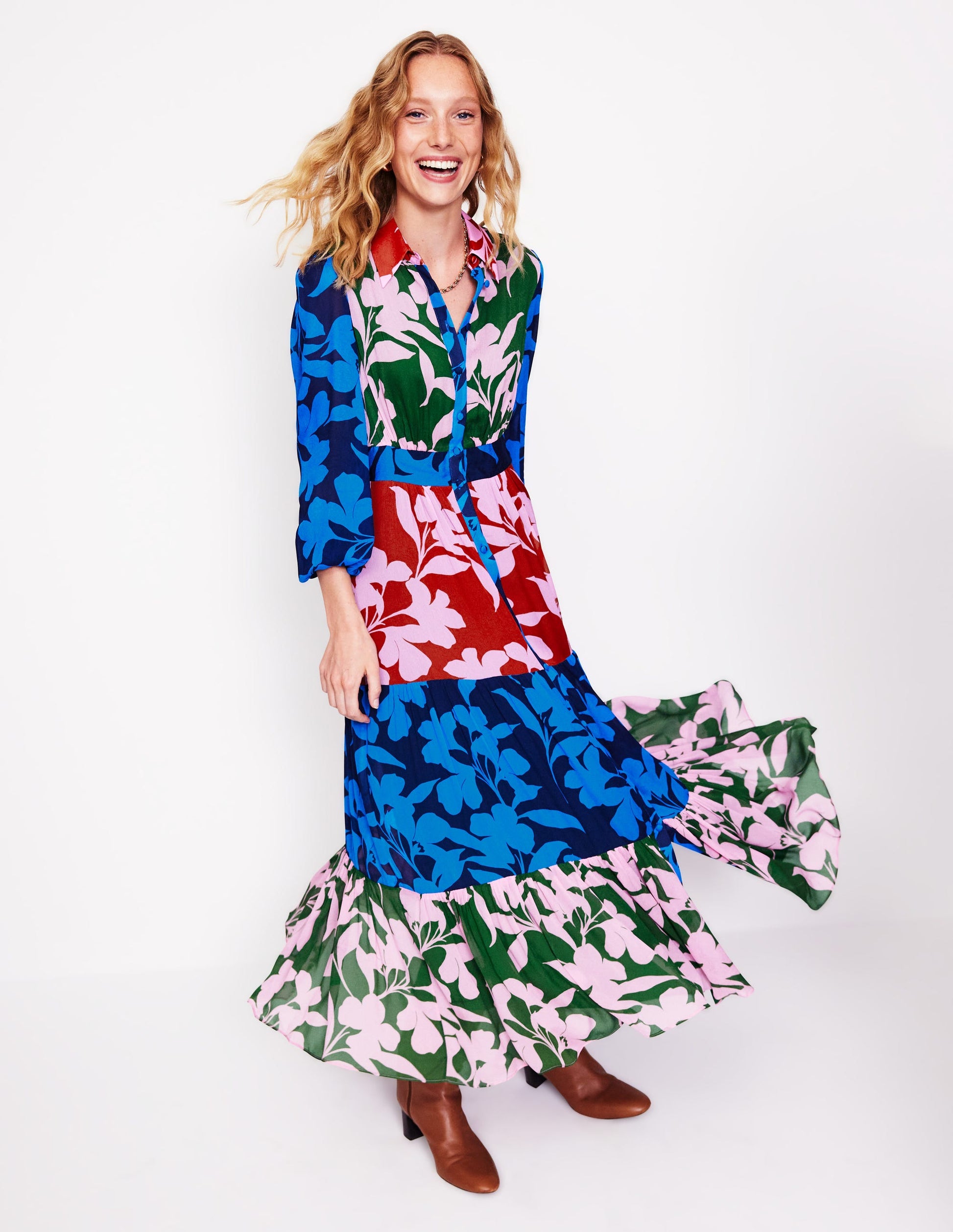 Occasion Maxi Shirt Dress-French Navy, Bloom Hotch-1