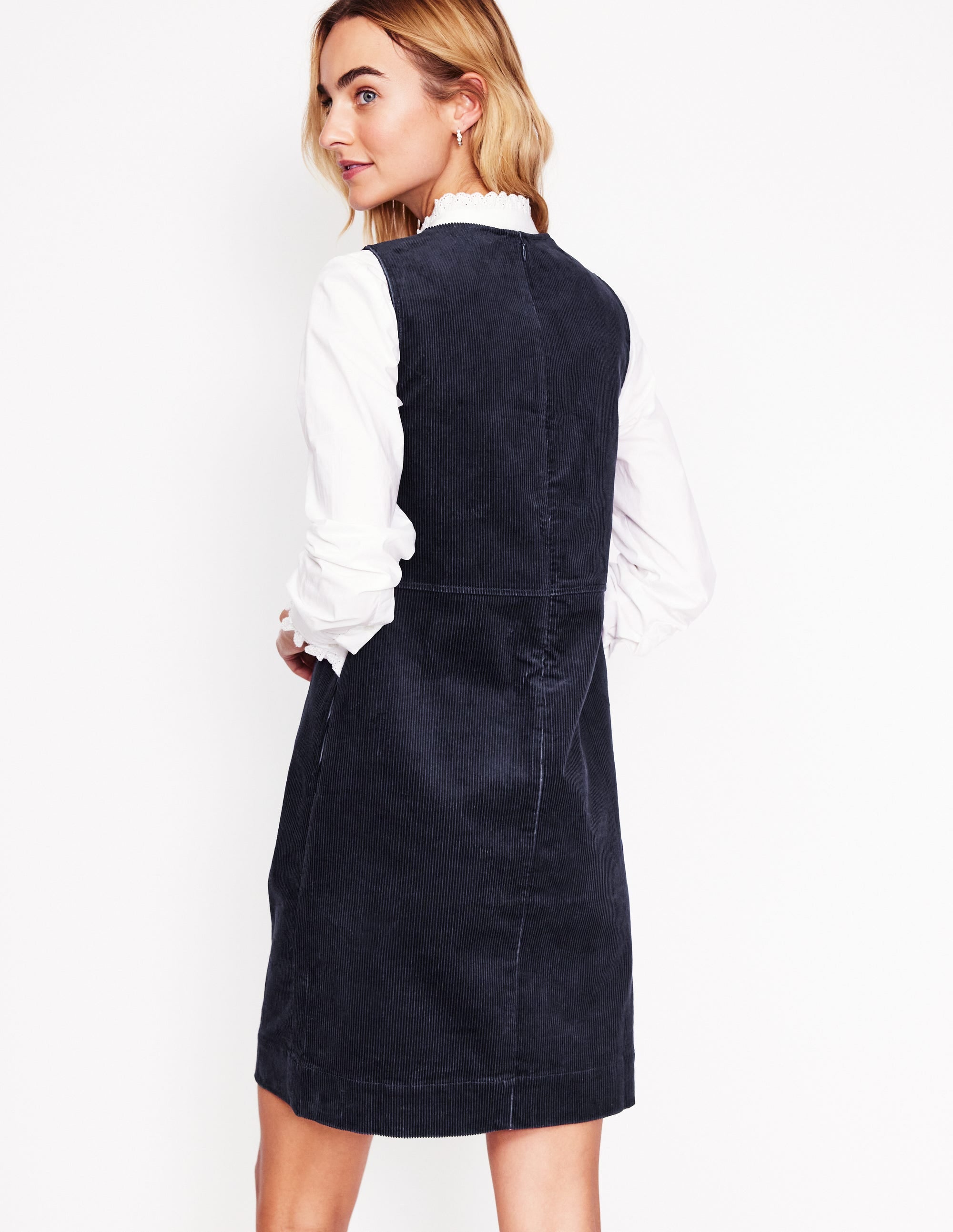 Pia Cord Shift Dress-Navy - Image 3