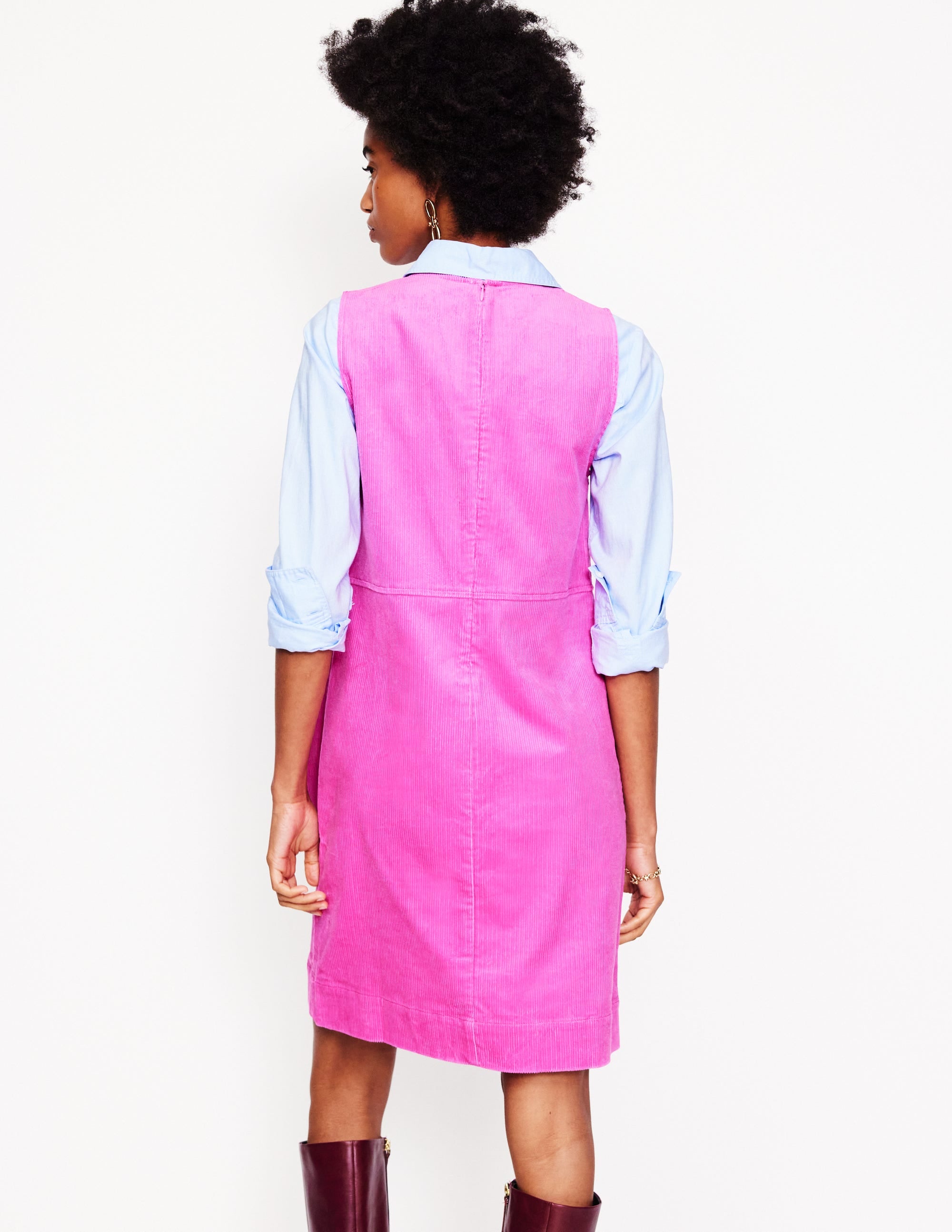 Pia Cord Shift Dress-Phlox Pink - Image 3