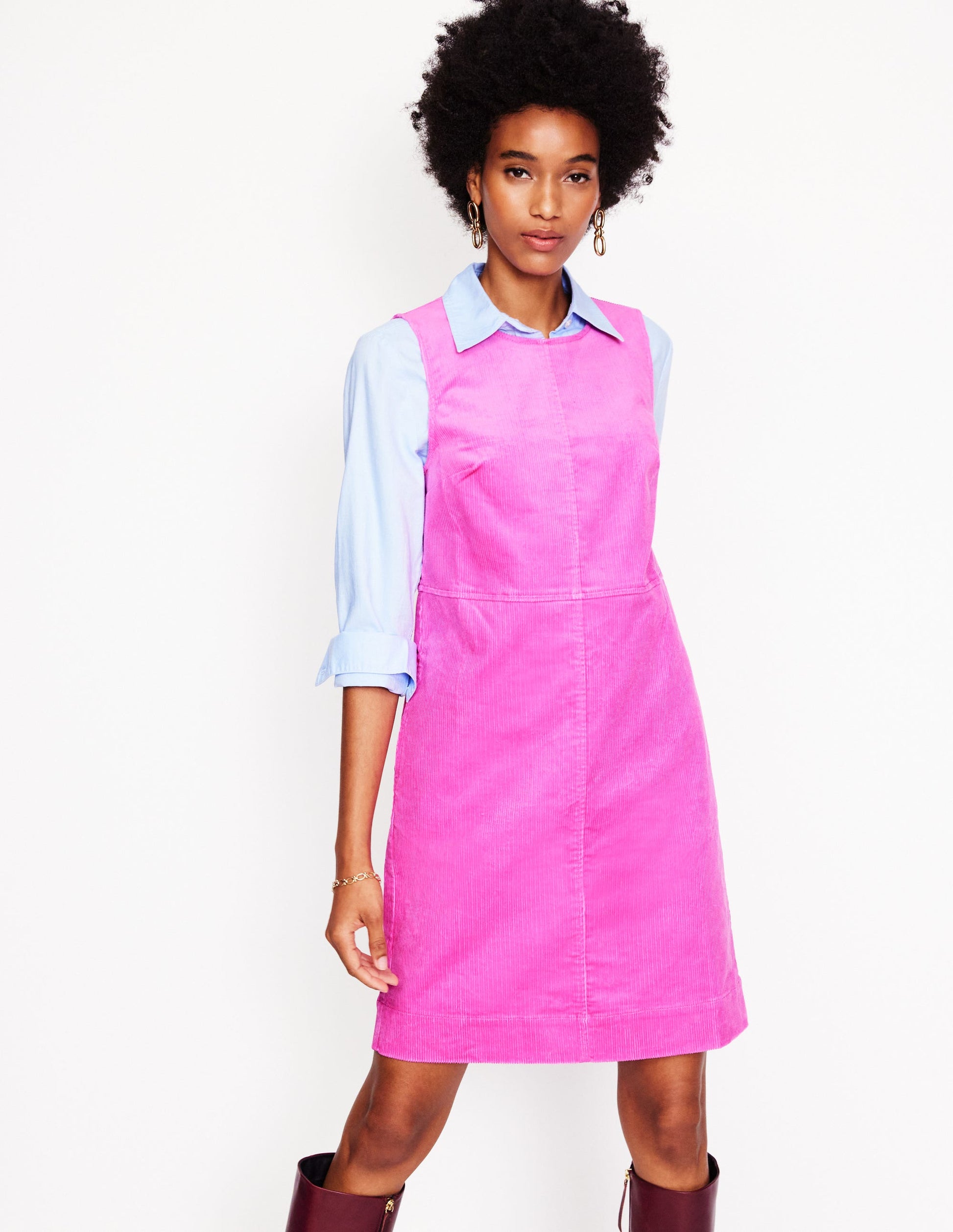Pia Cord Shift Dress-Phlox Pink-4