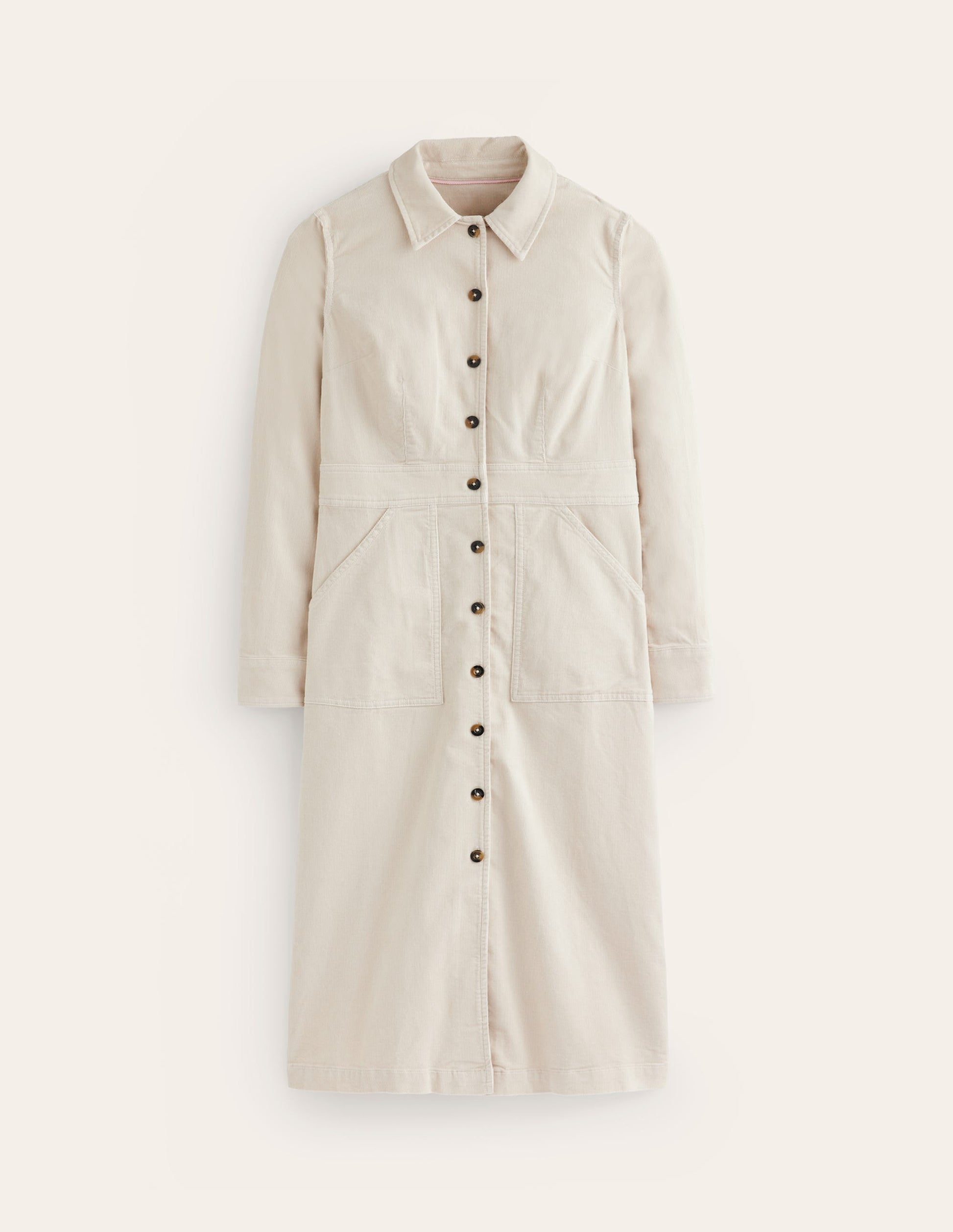 Flora Cord Midi Shirt Dress-Almond Peach-6