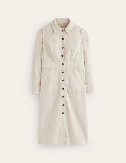 Flora Cord Midi Shirt Dress-Almond Peach-6