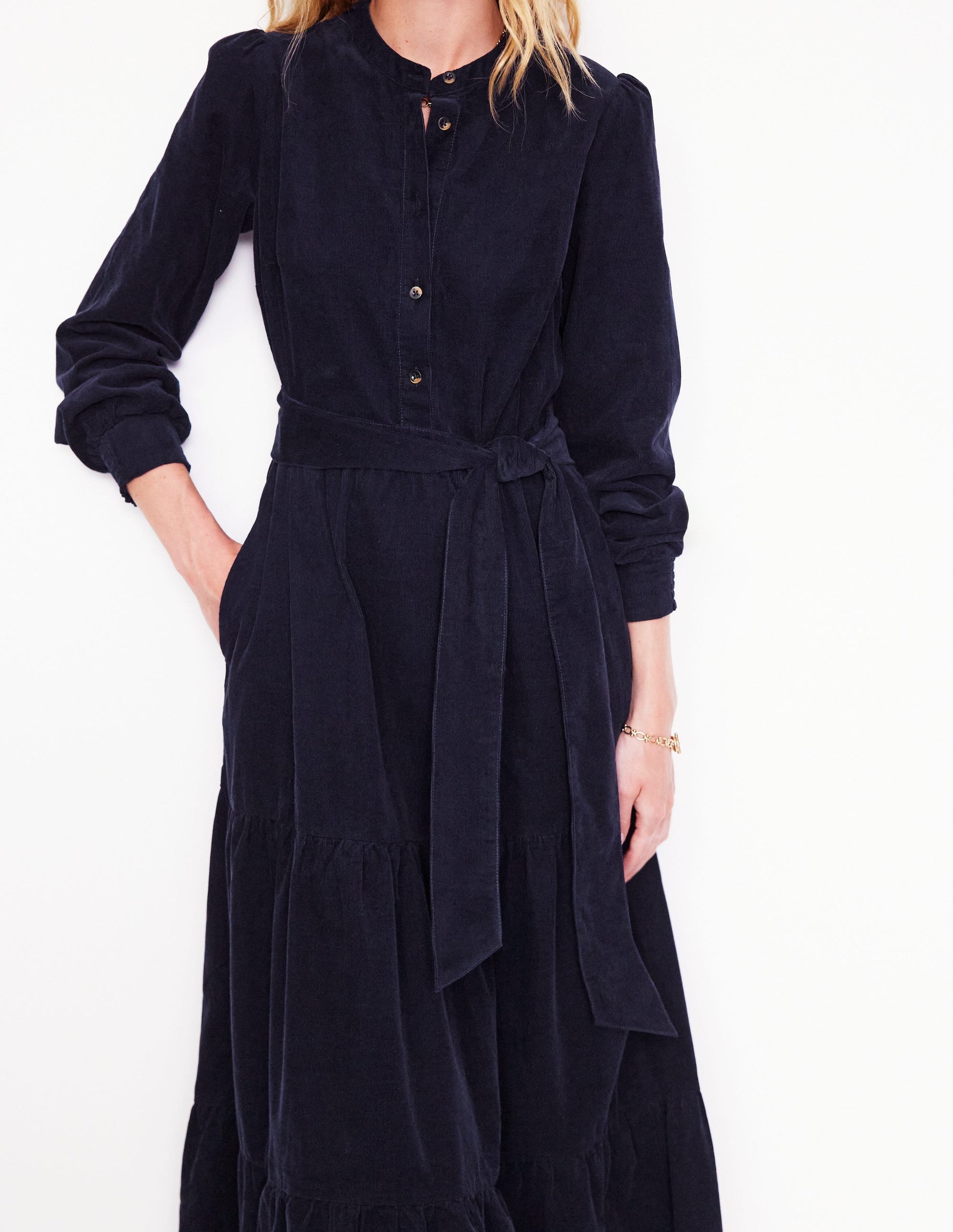 Alba Cord Maxi Dress-Navy-2