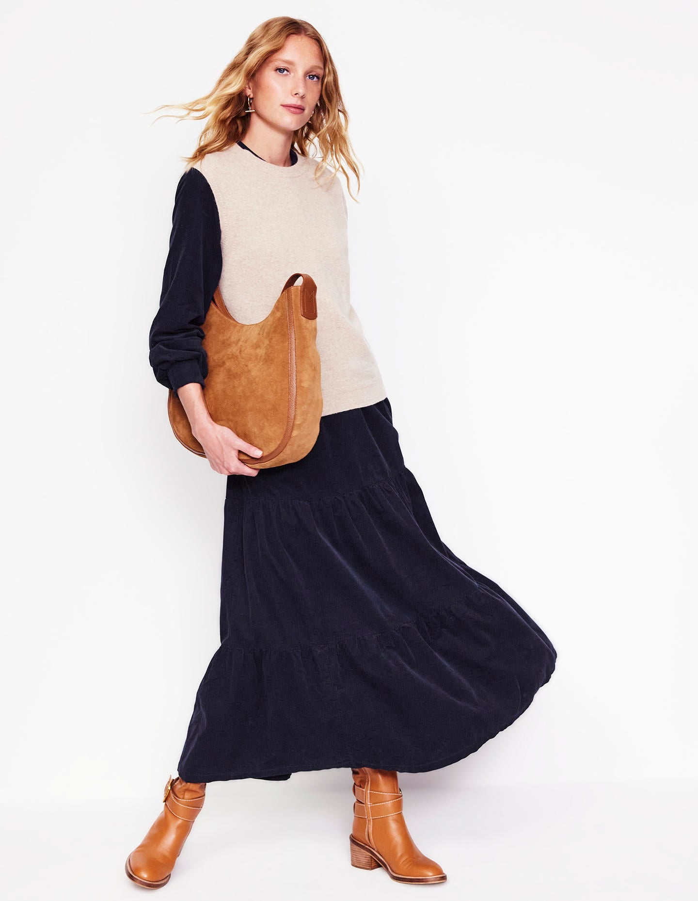 Alba Cord Maxi Dress-Navy-5