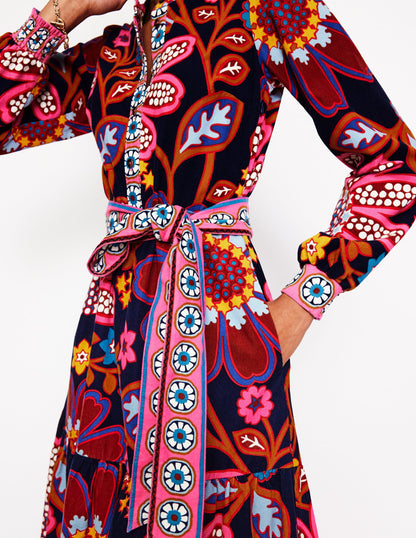 Alba Cord Maxi Dress-French Navy, Cosmic Meadow-3