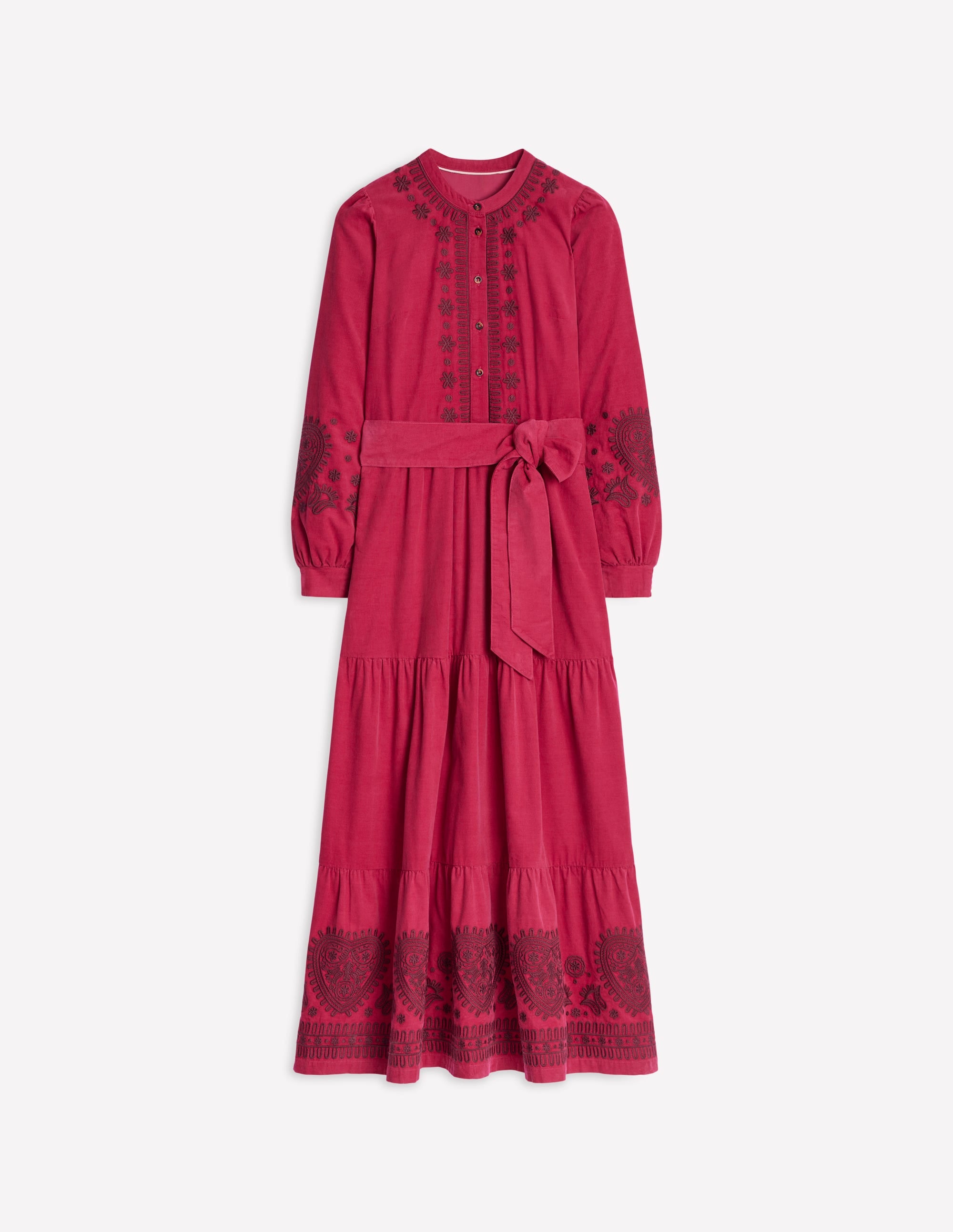 Alba Cord Maxi Dress-Cherry Jam, Embroidered - Image 8