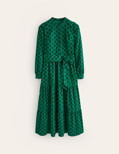 Alba Cord Maxi Dress-Alpine Green, Ornate Stamp-6