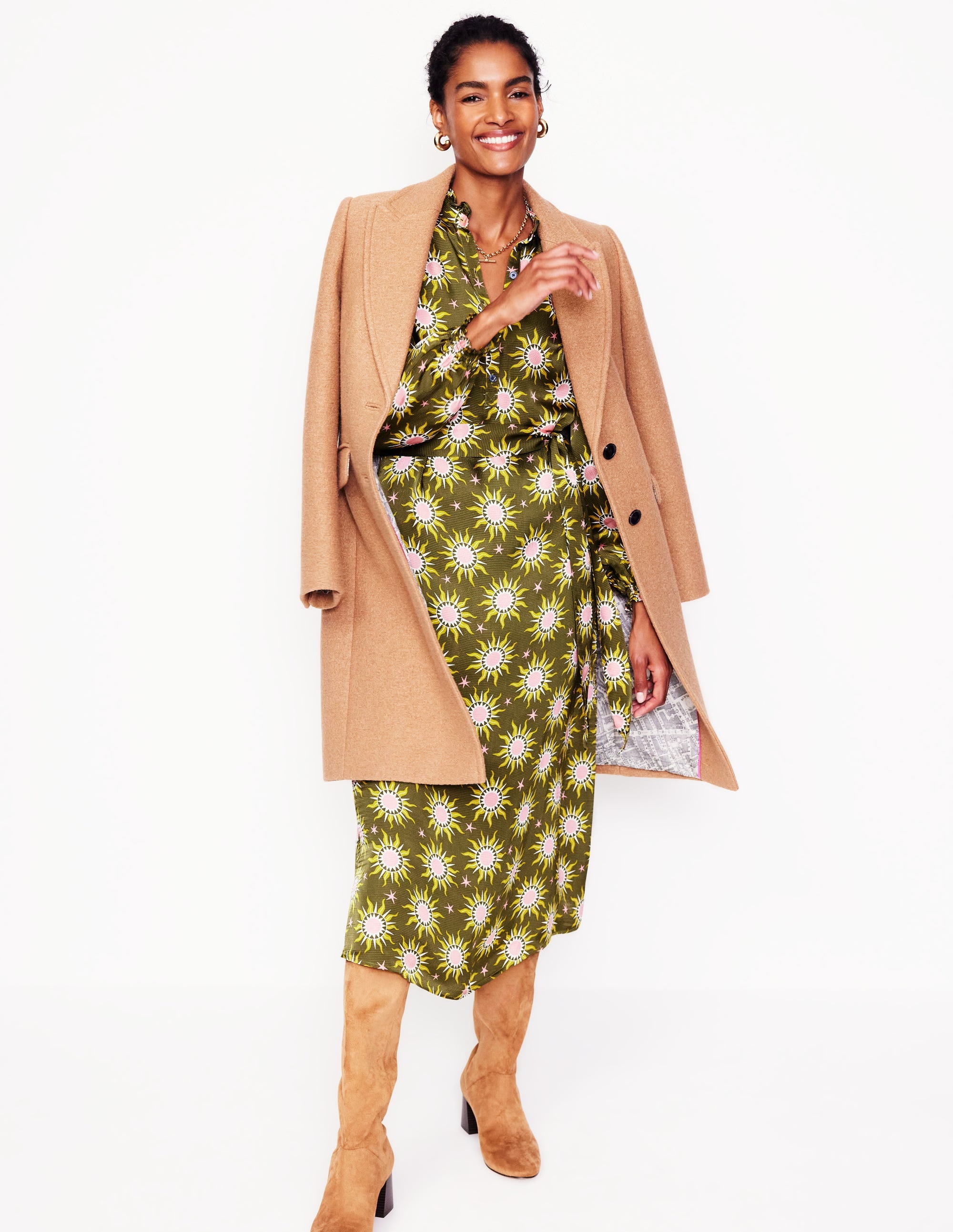 Jasmine Satin Midi Dress-Winter Moss, Celestial - Image 1