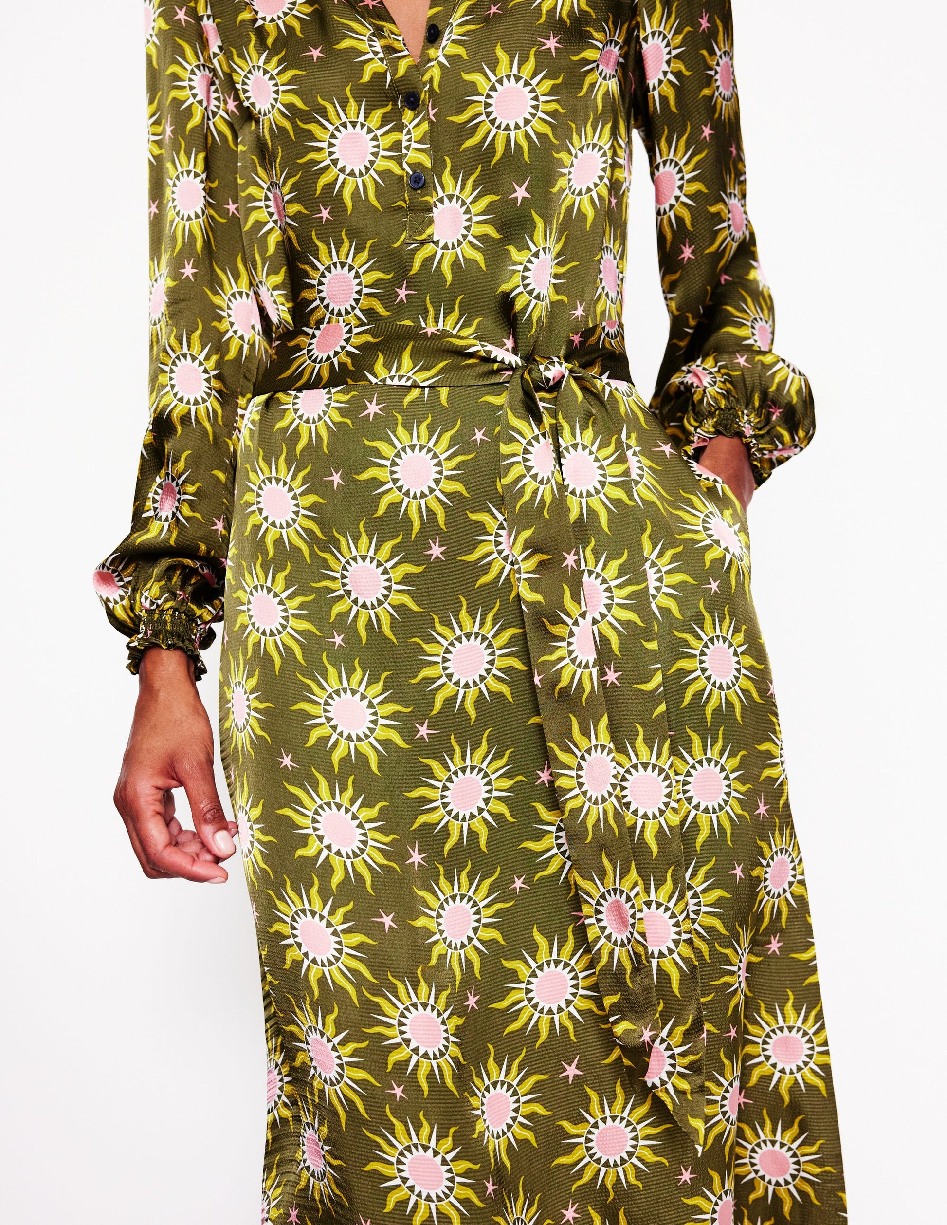 Jasmine Satin Midi Dress-Winter Moss, Celestial Jasmine Satin Midi Dress-Winter Moss, Celestial